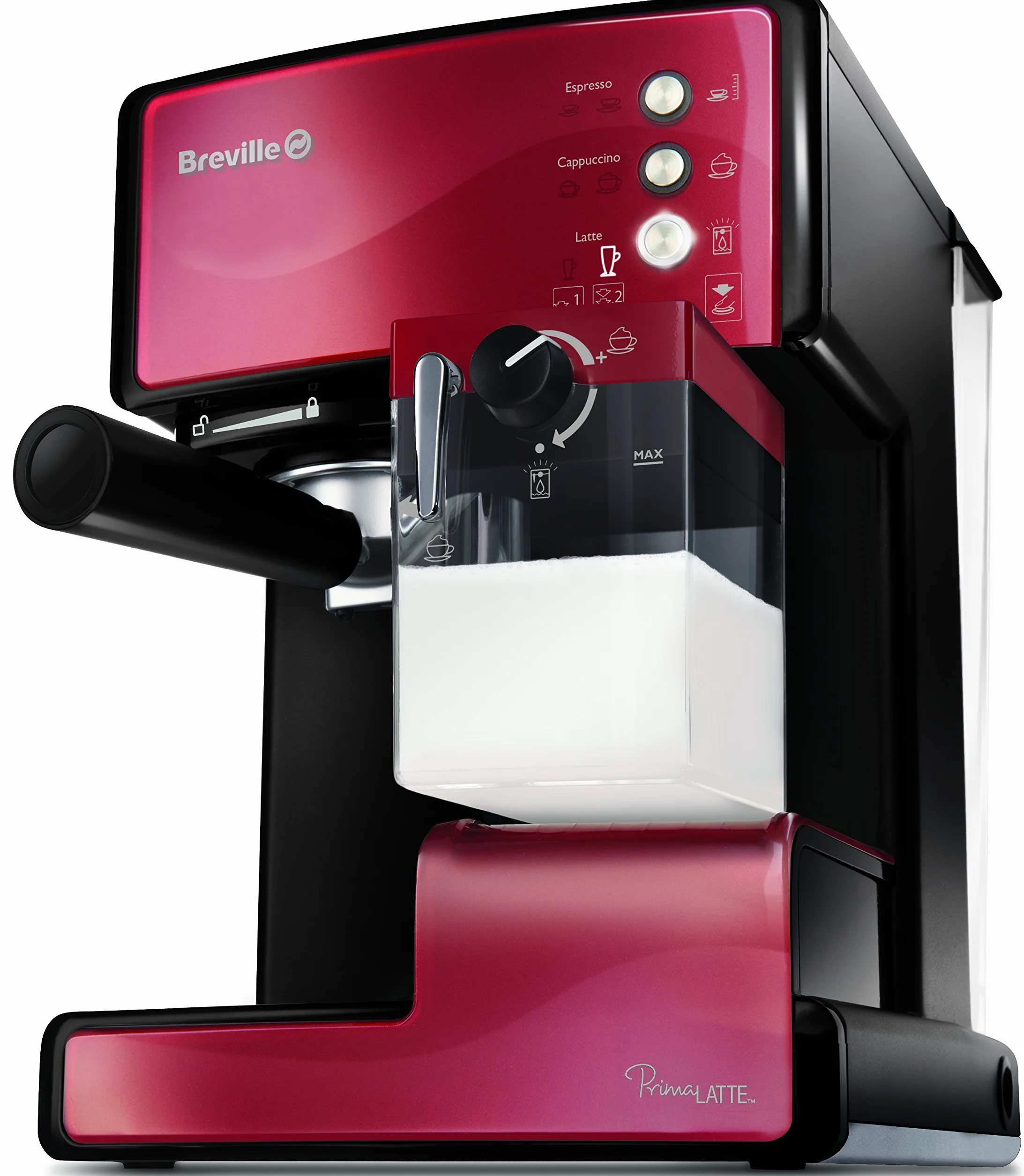 Breville Primalatte Ekspres do Kawy, Czerwony, 1238W 1,5 l