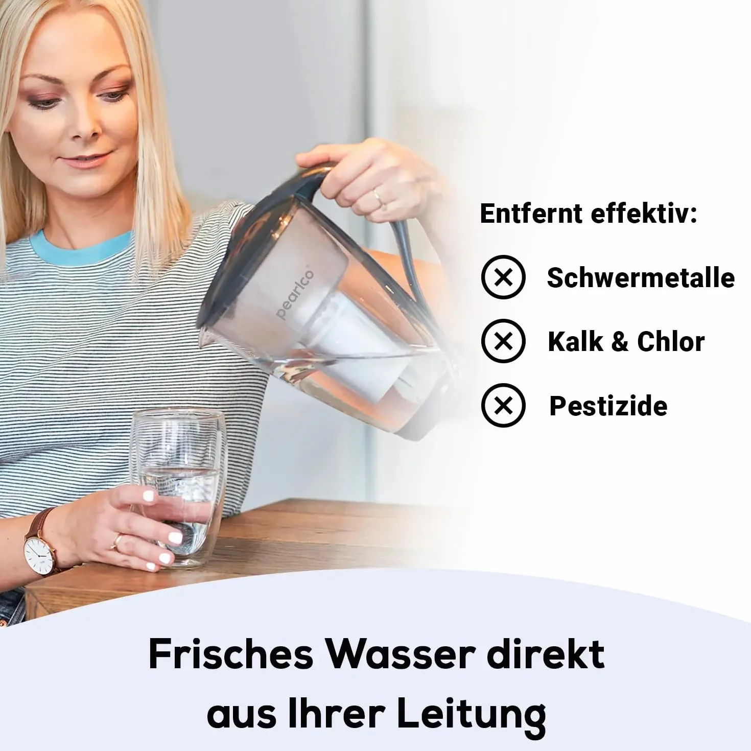 PearlCo filtr do wody Standard (antracyt) z 12 klasycznymi wkładami filtrującymi – pasuje do Brita Classic.
