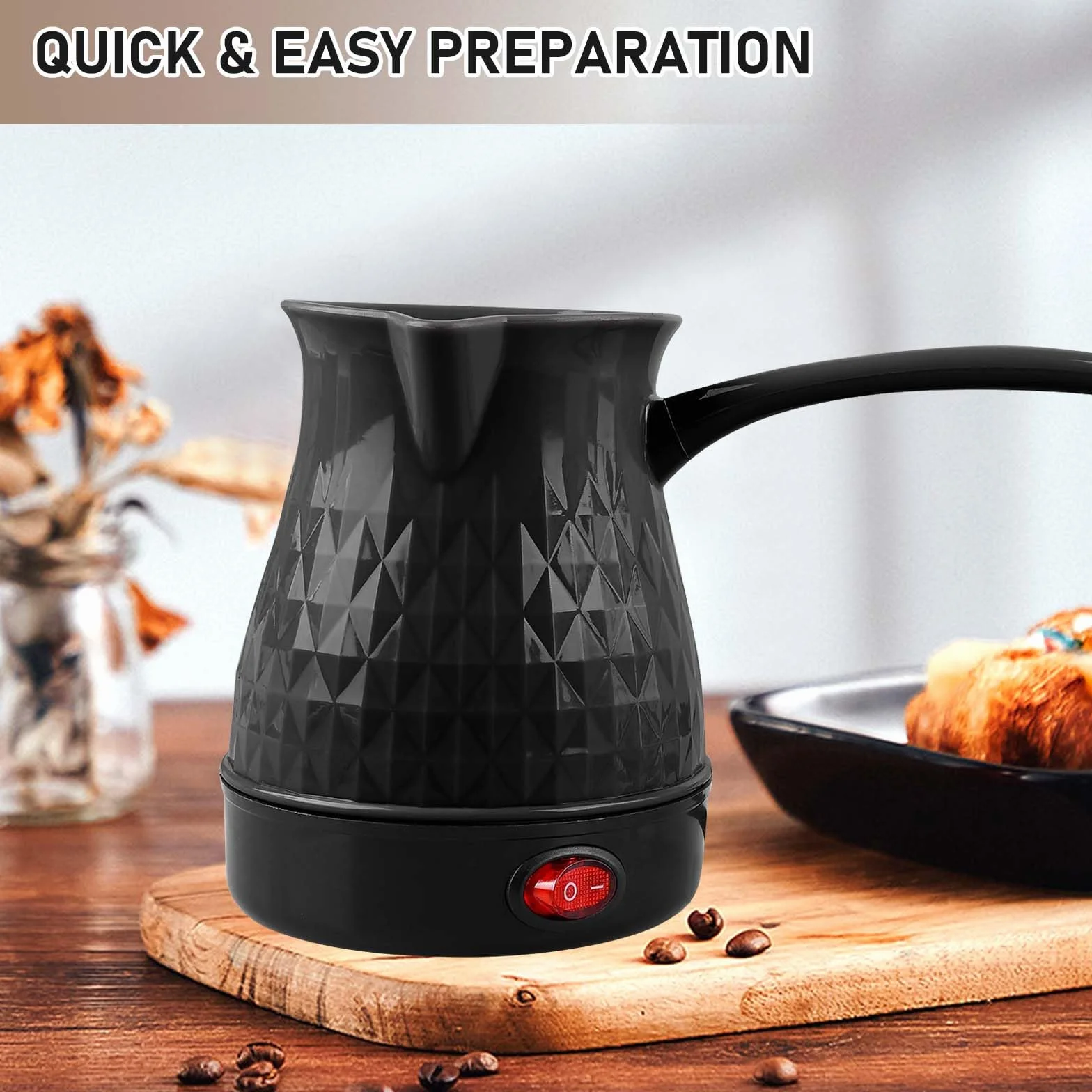 Elektryczny dzbanek do kawy, 500 ml, 600 W, elektryczny dzbanek do kawy, nadaje się do prania, elektryczny turecki dzbanek do kawy do domu, biura, mocca i herbaty