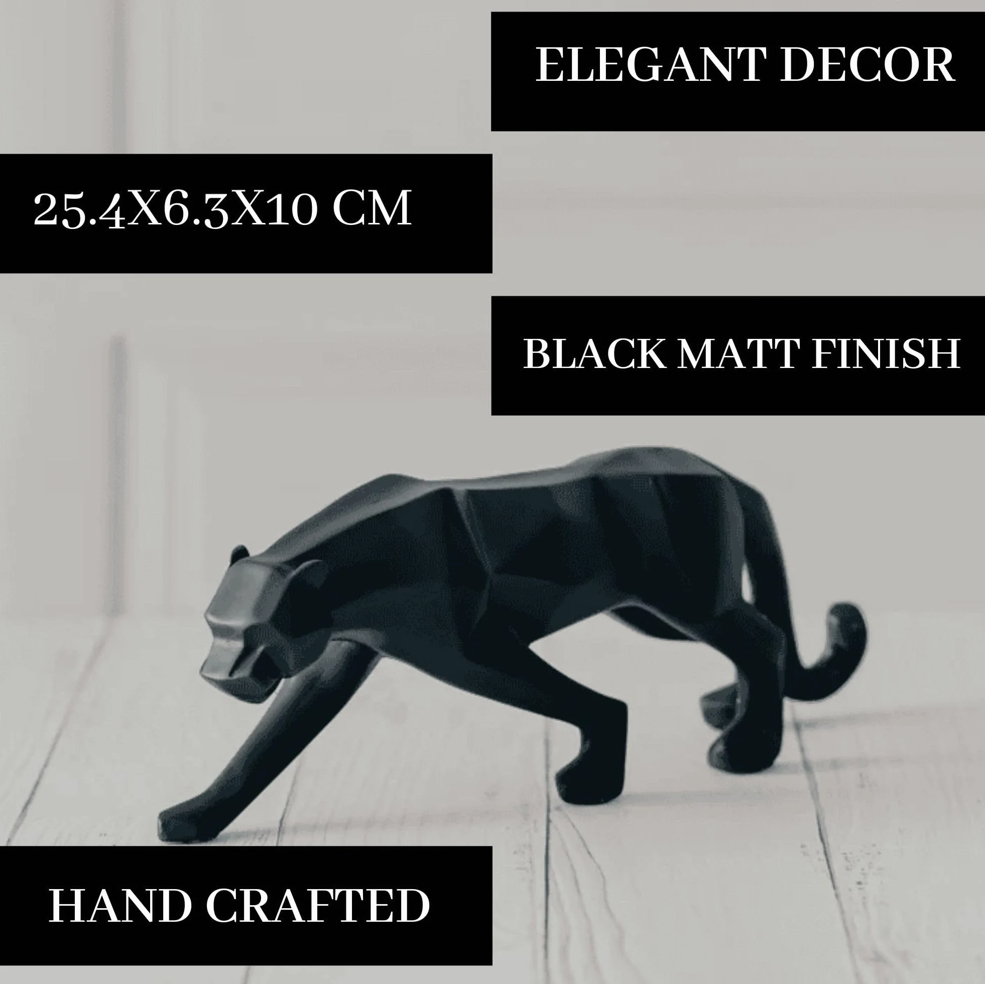 Czarna Pantera Jaguar Showpiece Figurki Zwierząt Element Dekoracyjny Nowoczesny Geometryczny Prezentacja do Wystrój Domu Pokój Biurko L-25 cm