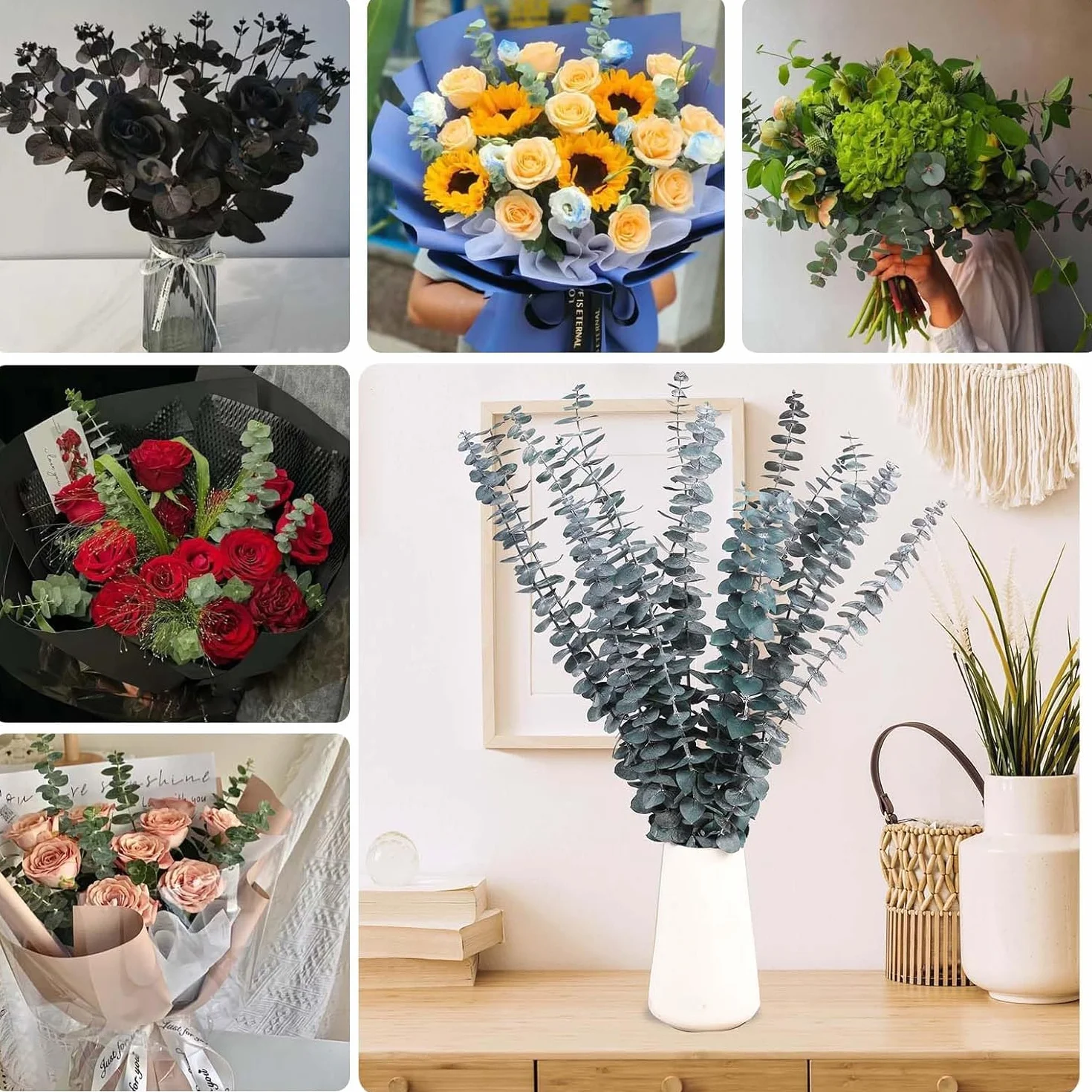 20 szt. łodygi eukaliptusa 43 cm naturalna świeża zielona roślina eukaliptusowa do aranżacji kwiatowych dekoracja domu na wesele