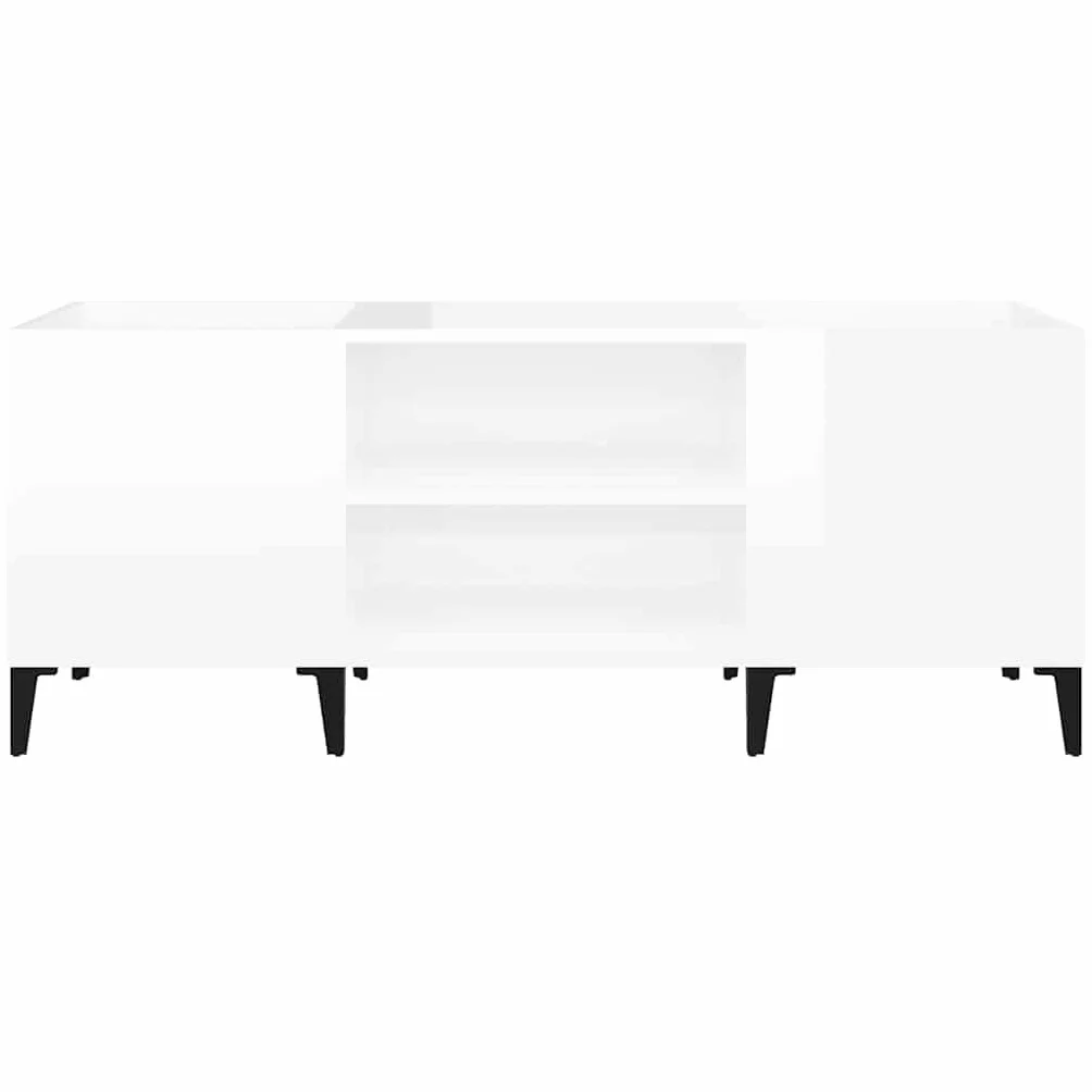 Générique Szafka z płytą winylową 121 x 38 x 48 cm, biała, szafka do przechowywania z wytrzymałym blatem do gramofonu, przemysłowe metalowe nóżki, szafka pod telewizor lub boczny