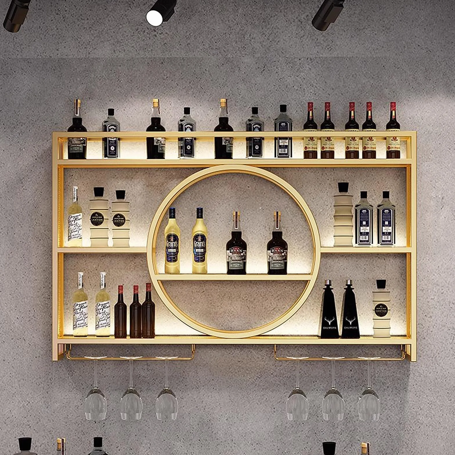 Metalowy ścienny stojak na wino pływające półki, żelazny stojak na wino z półkami do domu, restauracji, barów