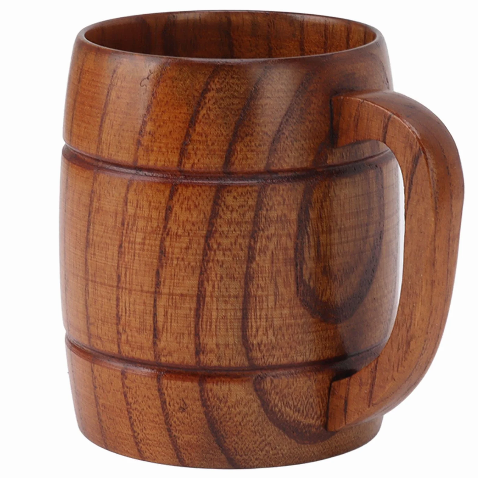 Ejoyous Kubek z Piwa Drewnianego, 300 Ml Drewniany Dzban Piwa z Uchwytem do Piwa Drewniany Kubki Piwo Kubki Pijące Filiżanki do Herbaty, Mleka, Piwa, Kuchni, Domowego Skalrypolu