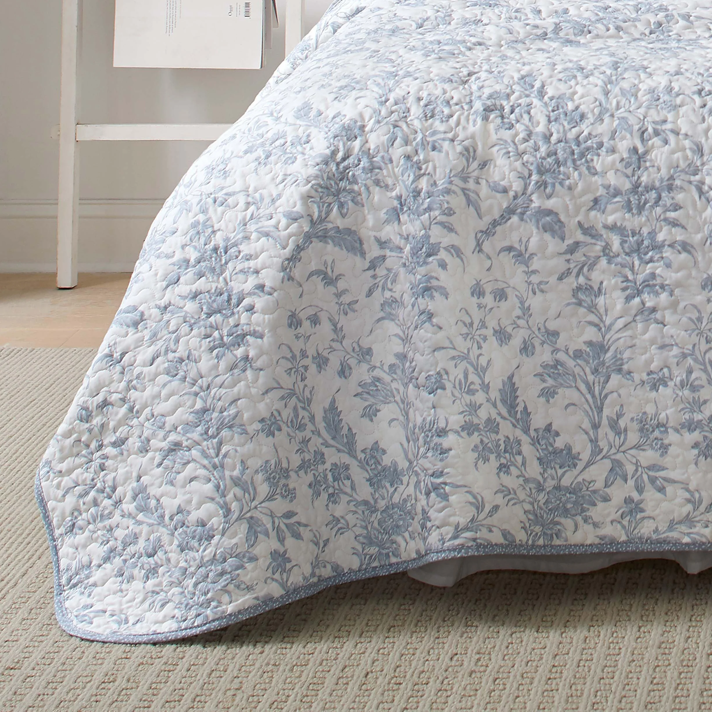 Laura Ashley Home - Kolekcja Amberley - zestaw kołder, 100% bawełna, oddychająca i lekka, dwustronna pościel, wstępnie sprana dla dodatkowej miękkości, podwójna, niebieski spa
