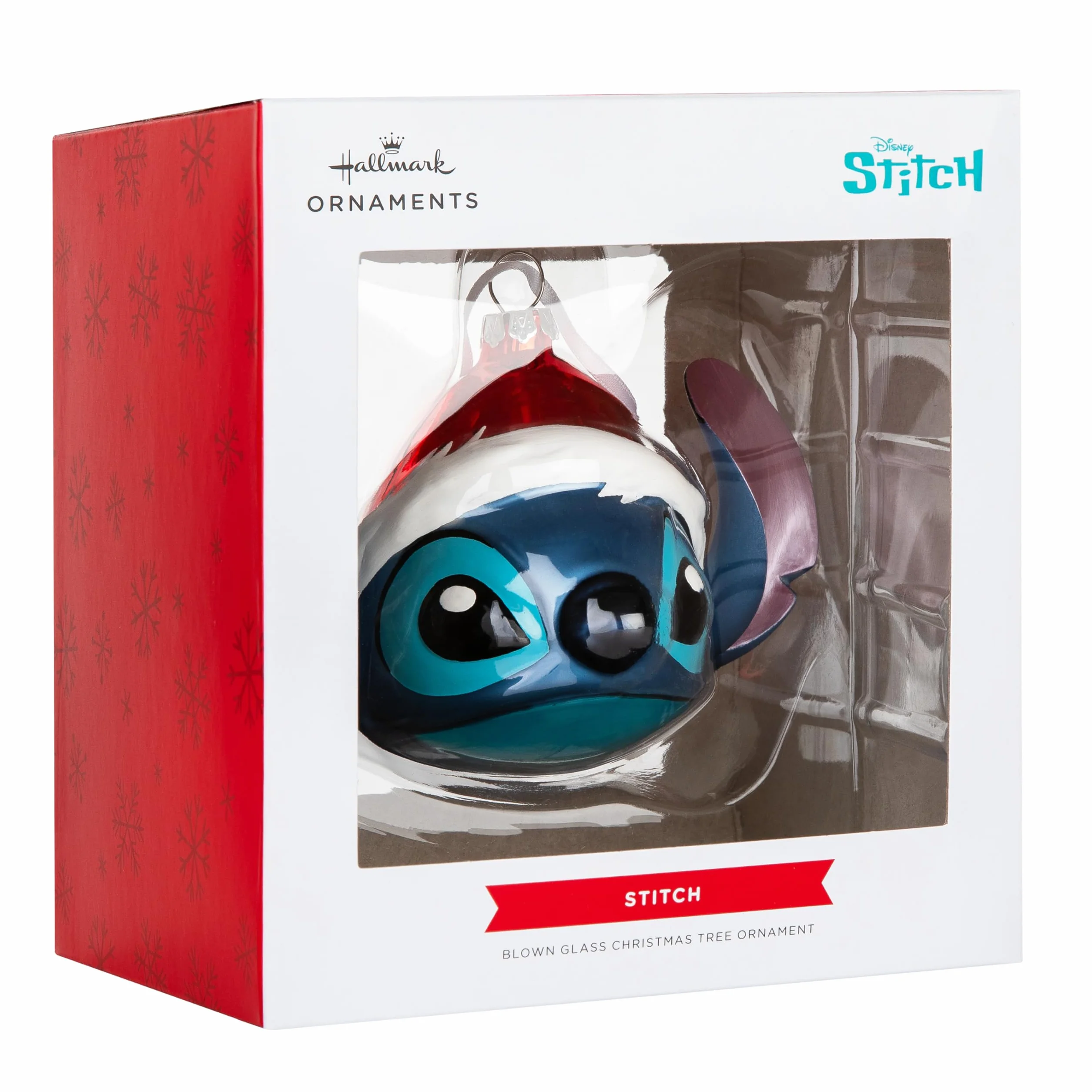 Hallmark Świąteczny ścieg dmuchany szklany ornament, dekoracja drzewa Lilo i Stich, wisząca ozdoba Disneya, świąteczna ozdoba wisząca, prezenty na Boże Narodzenie