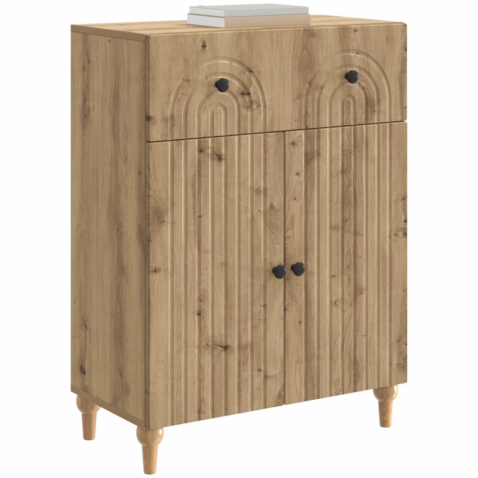 Générique Kredens drewno konstrukcyjne 66 x 34,5 x 90 cm | Solidne półki, drzwi 90°, przechowywanie kuchni lub jadalni, łatwa konserwacja