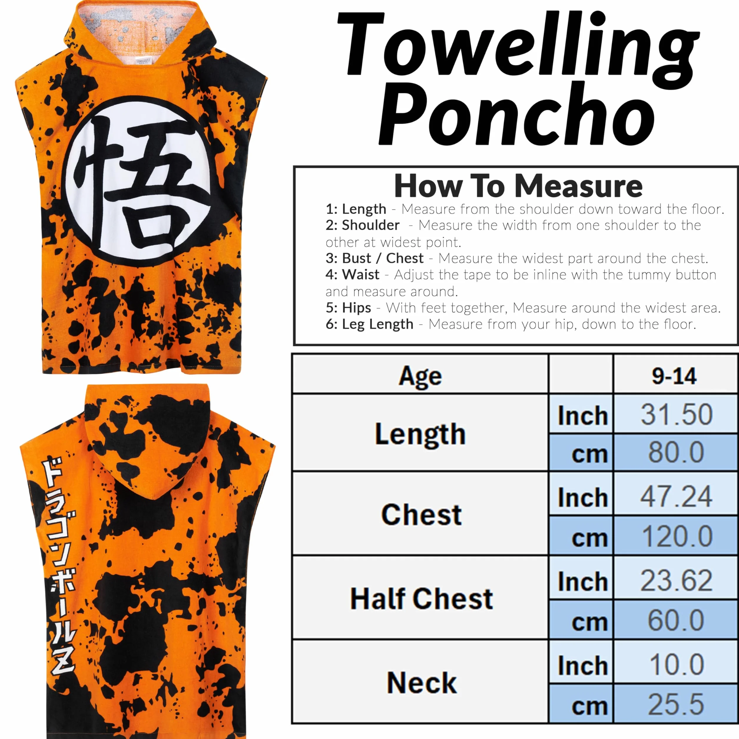 Get Trend Ręcznik plażowy dla chłopców, poncho dla dzieci (pomarańczowy)