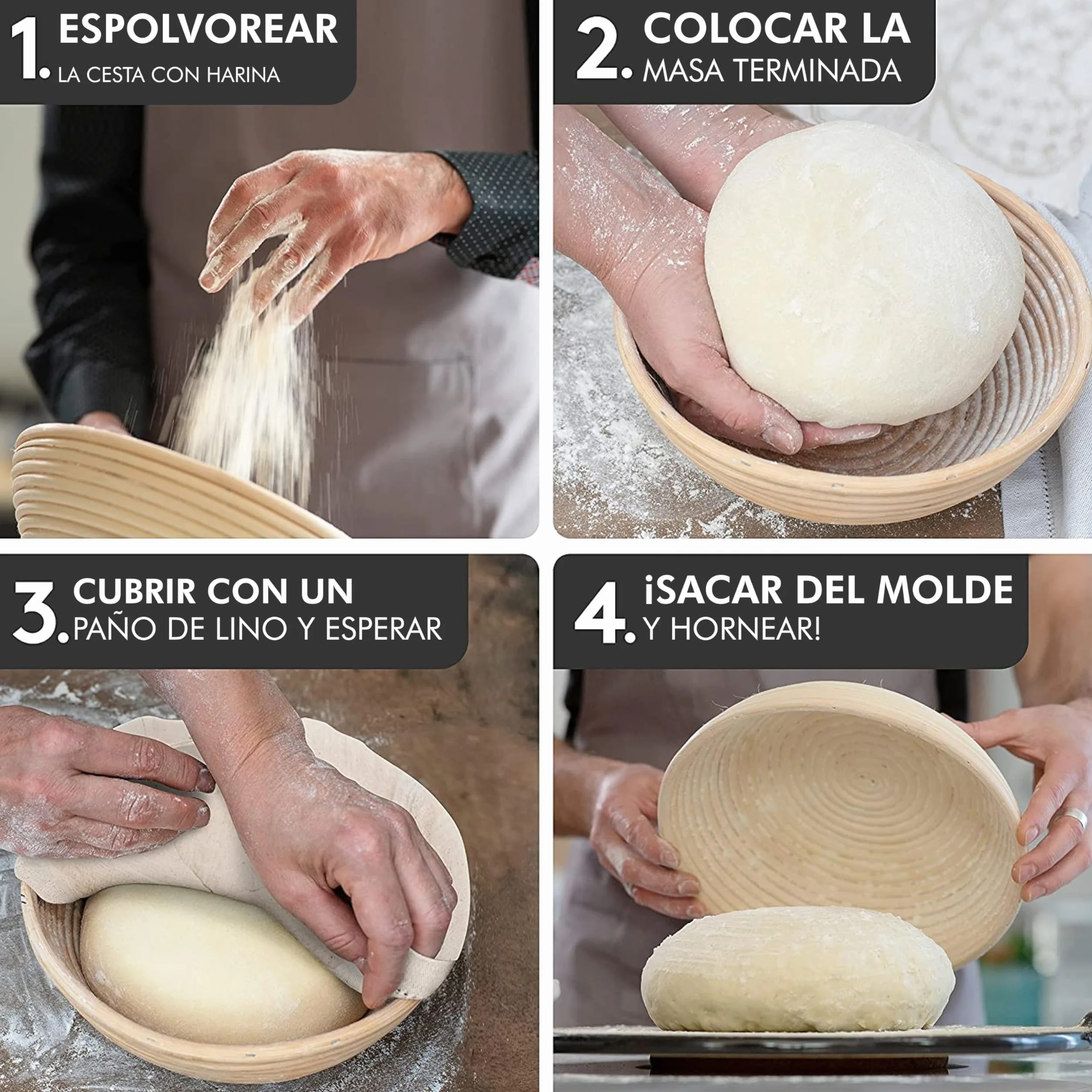Wysokiej jakości okrągły kosz do pieczenia chleba (25 cm) – forma do pieczenia chleba z nadającą się do prania wkładką lnianą – optymalny na 1 kg ciasta – idealny dodatek do pieczenia