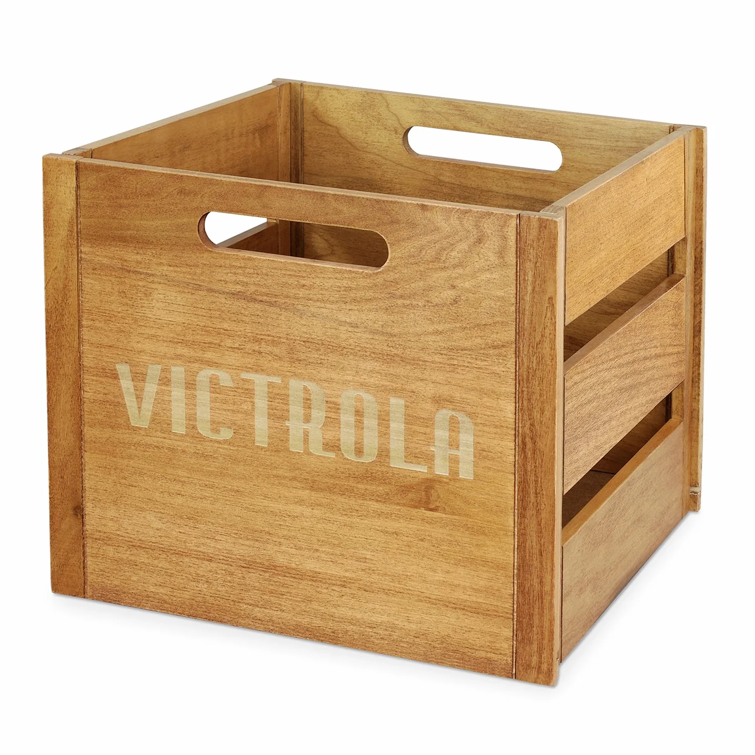 Victrola Drewniana skrzynka na płyty – stojak na album i organizer na wszystkie płyty, mieści ponad 50 winyli, eleganckie wykończenie drewna, łatwy montaż, elegancki design