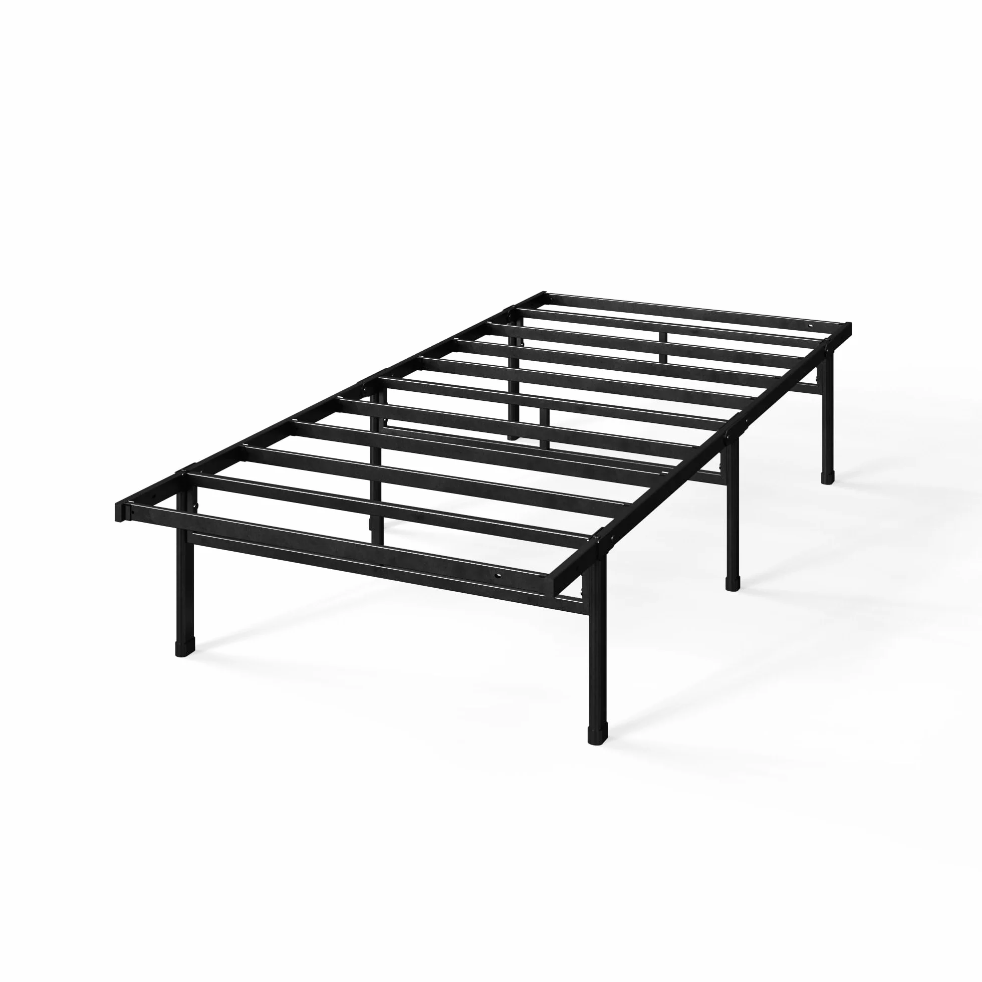 Zinus Justin Łóżko 90 x 190 cm z metalowymi listwami, solidna stalowa rama łóżka jednoosobowego, przechowywanie pod łóżkiem, łatwy montaż, czarne