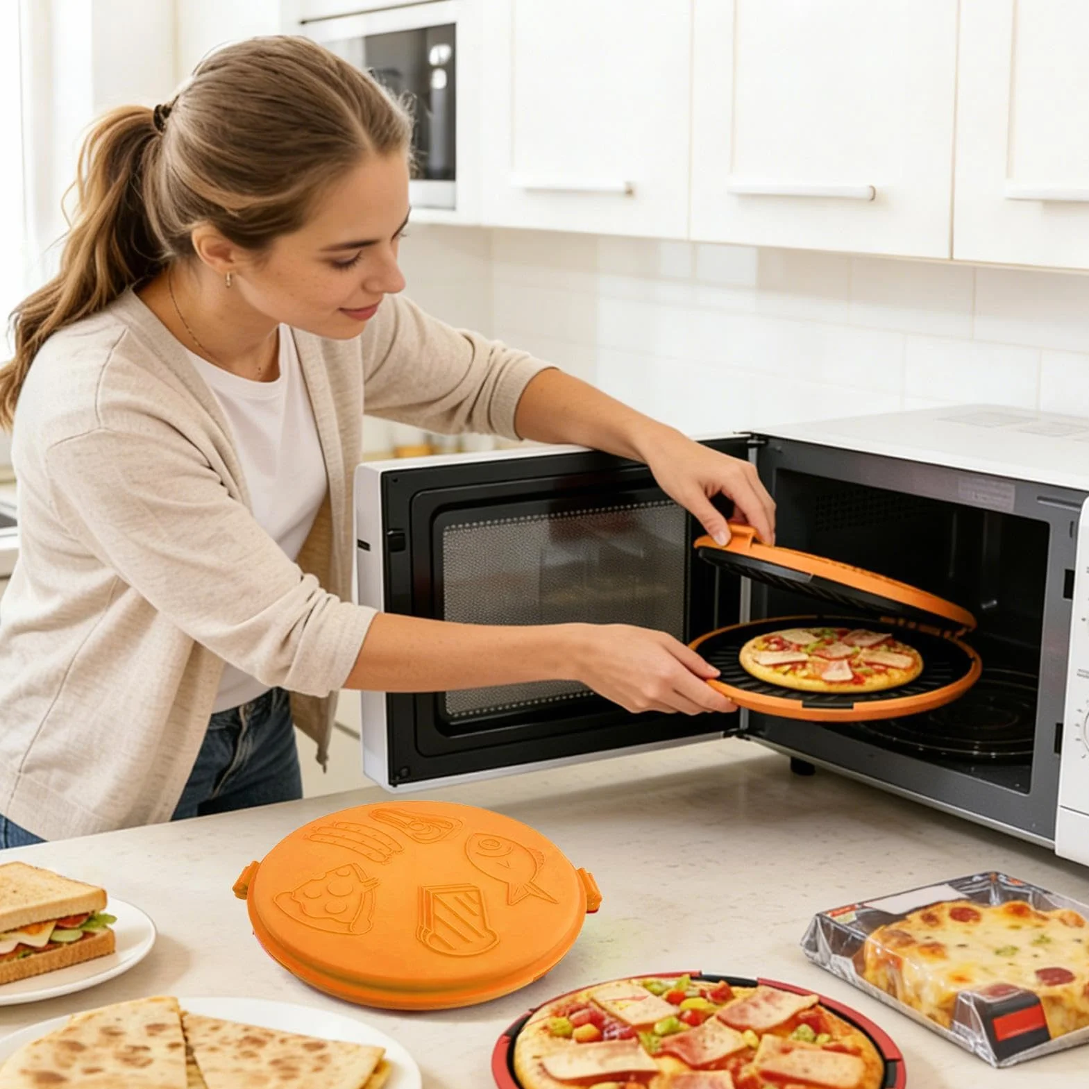 Płyta do mikrofalowego Szybko Nagrzewająca się Tacka do Pizzy | Toster mikrofalowy Do kuchni, akademika, piekarnika – idealna do pizzy, naleśników i