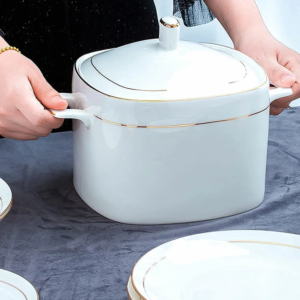 Zestaw zastawy stołowej - 36 szt. ceramiczny zestaw serwisowy, naczynia stołowe z porcelany kostnej dla 6 osób, porcelanowa zastawa stołowa