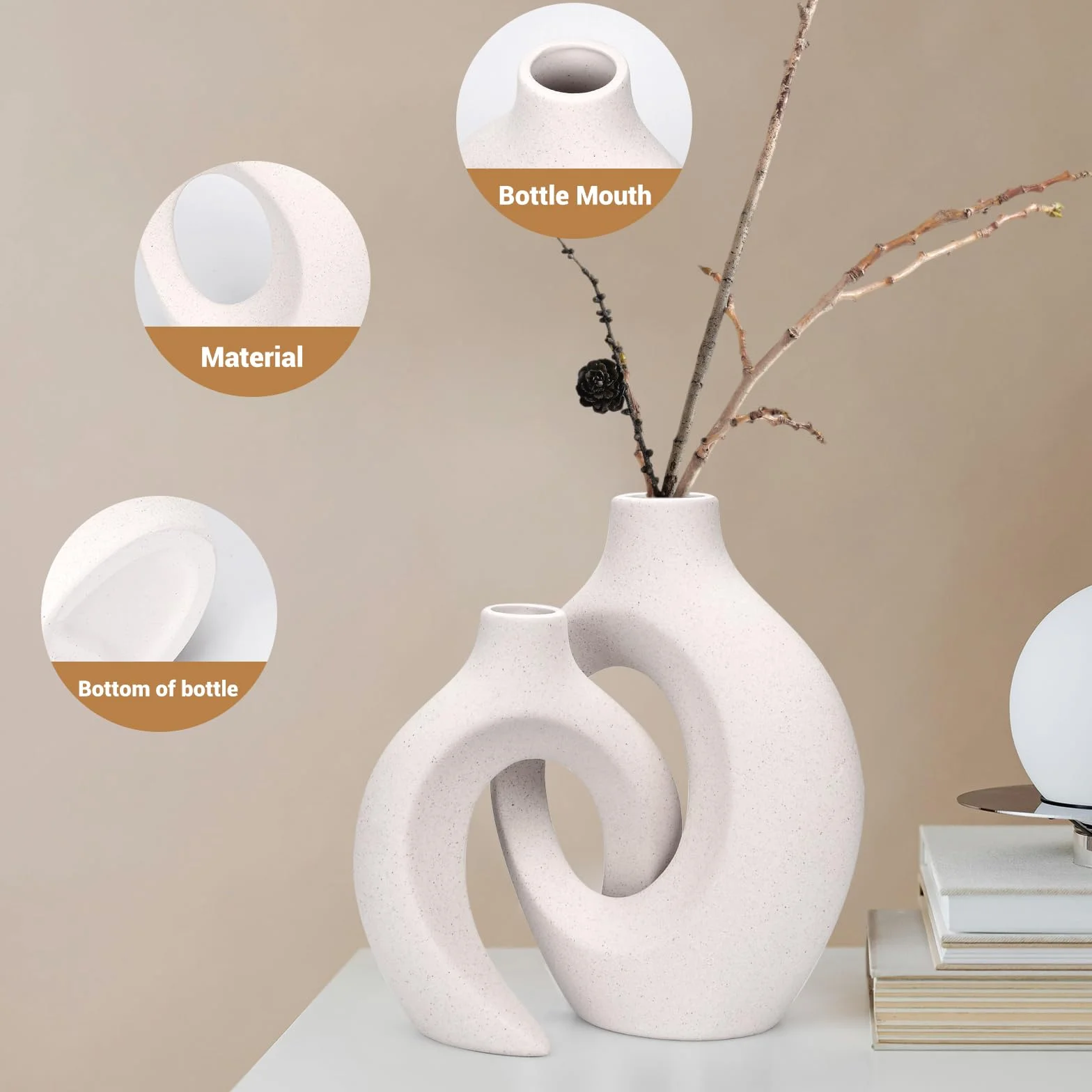 Ceramiczny Wazon, Designerski Wazon, Biały Wazon Na Kwiaty, Nowoczesna Dekoracja Wazonu Stołowego