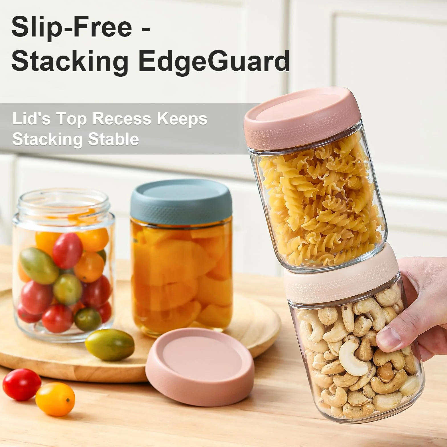 NETANY Szklane słoiki z hermetycznymi pokrywkami, pojemniki na owies z pokrywkami, szerokie otwory, słoiki do sałatek, szklane pojemniki do przechowywania żywności na przekąski, jogurt, przyprawy,