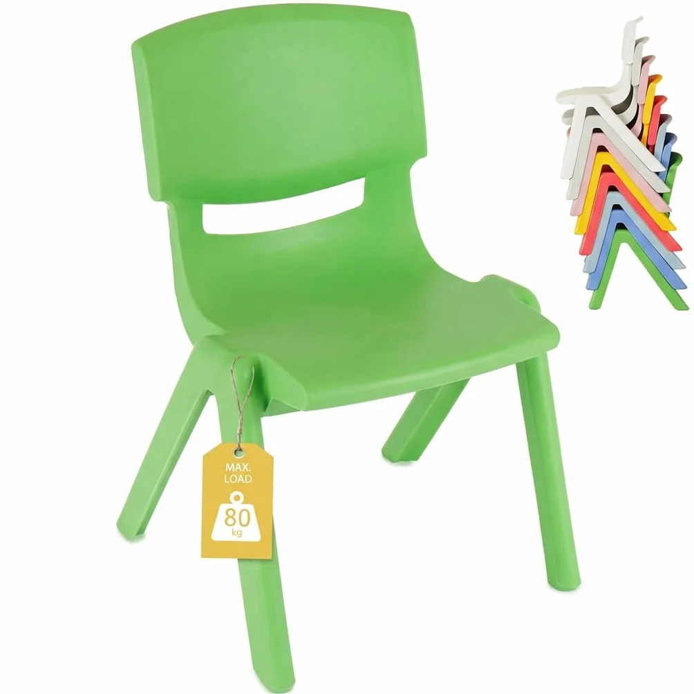 Bieco 0400002 krzesło dziecięce z tworzywa sztucznego można układać w stos, ok. 53 x 33 x 28 cm, zielone