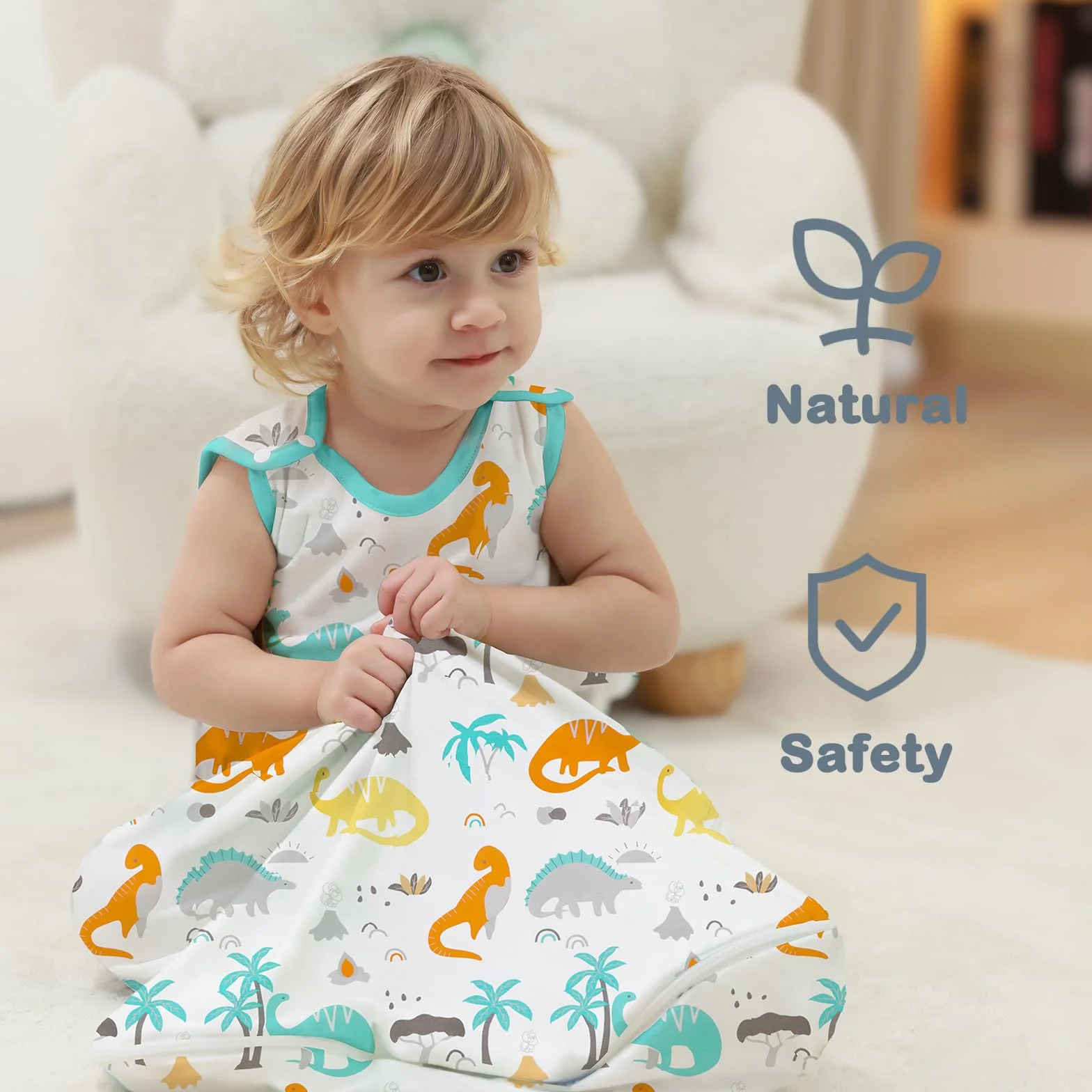 Mosebears Baby Śpiworek Lato Cute Animal Cartoon Mywalny Koc 0,5 tog dla dziewcząt i chłopców przenośny koc bezrękawowy śpiworek
