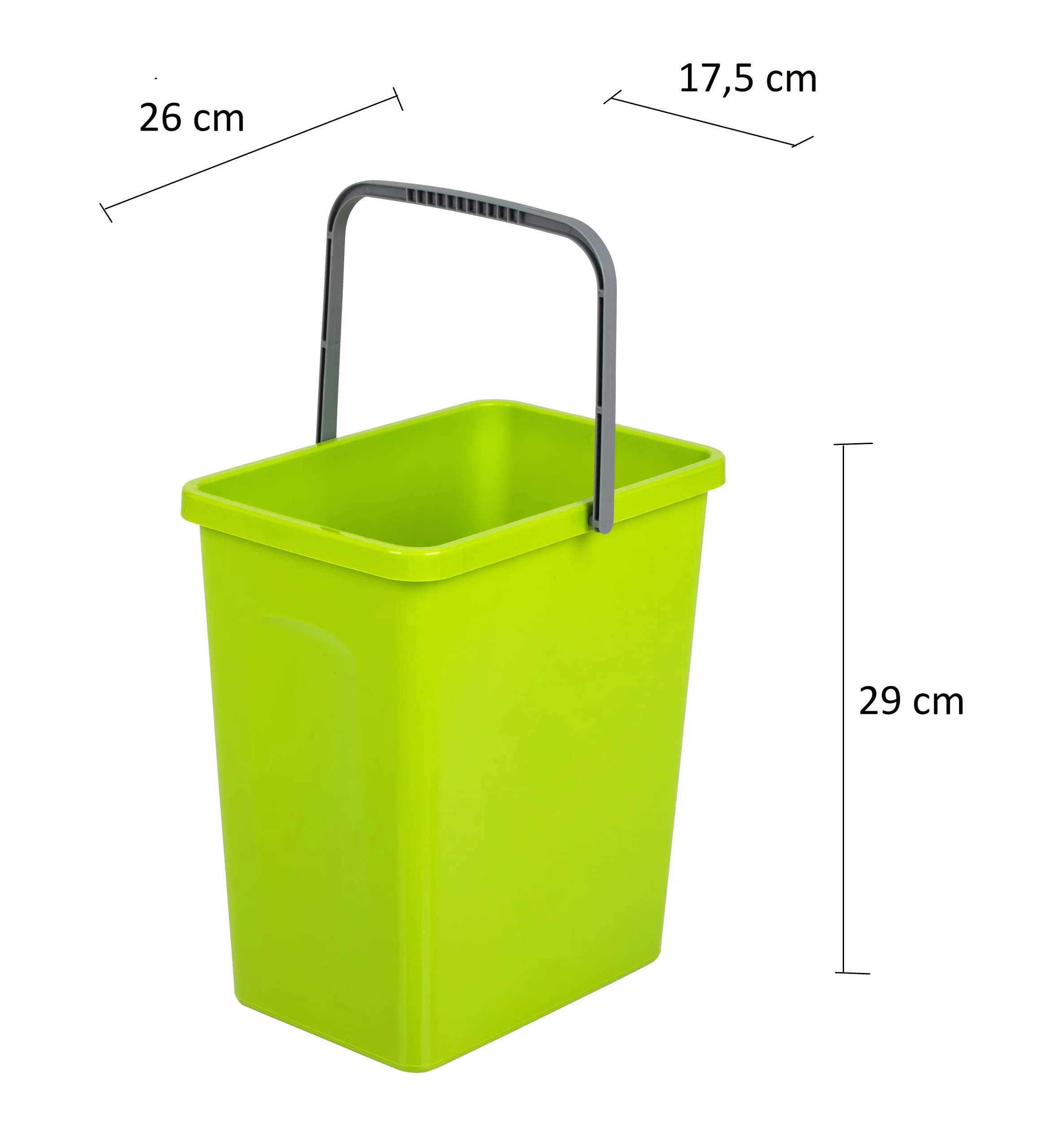 BranQ Home essential Uniwersalny zestaw 3 koszy do segregacji odpadów z praktycznym uchwytem z wysokiej jakości materiału BPA, żółty/zielony/niebieski, 17,5 x 26 x 29 cm (dł. x szer. x wys.),