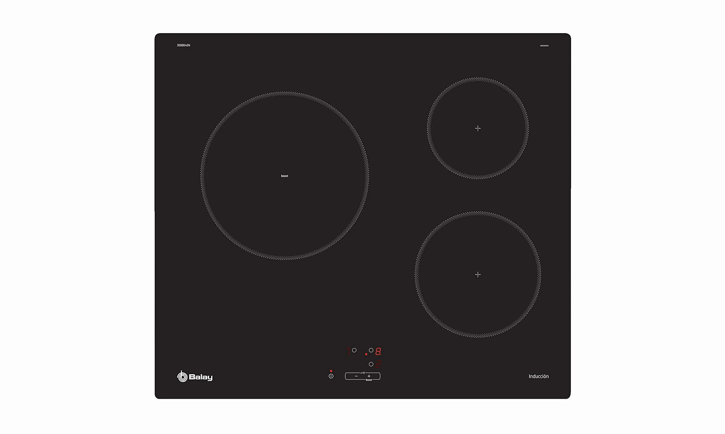 Balay 3EB864EN Płyta indukcyjna 60 cm bez ramy, 3 strefy indukcyjne, strefa 24 cm I Bez ramki I rok 2022, dotykowy z 9 pozycjami