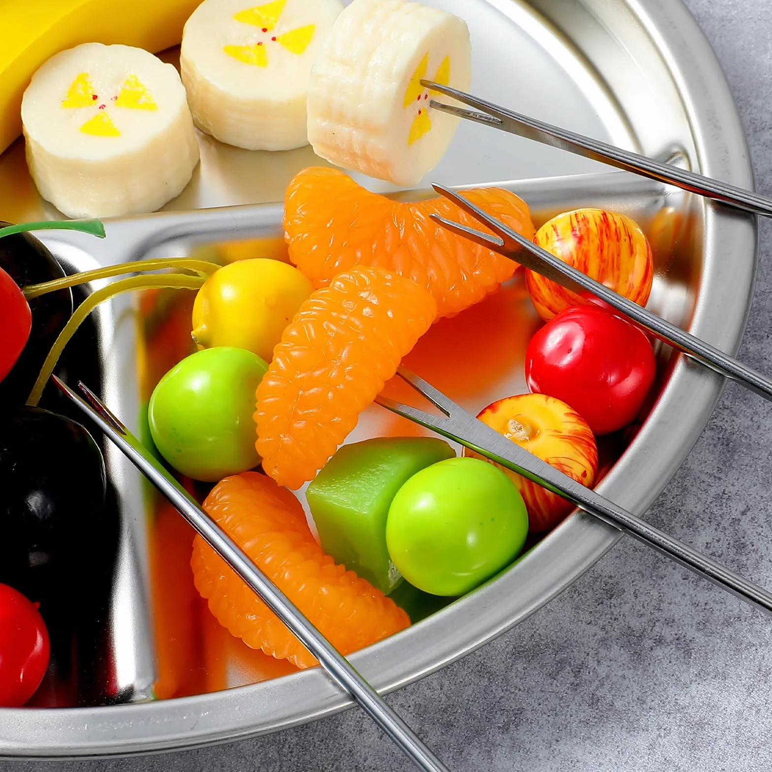 Tucnoeu 8 sztuk widelczyków do fondue ze stali nierdzewnej, szpikulce do fondue z odpornym na wysokie temperatury uchwytem, widelce do fondue do sera, czekolady, owoców i mięsa, długość 24 cm