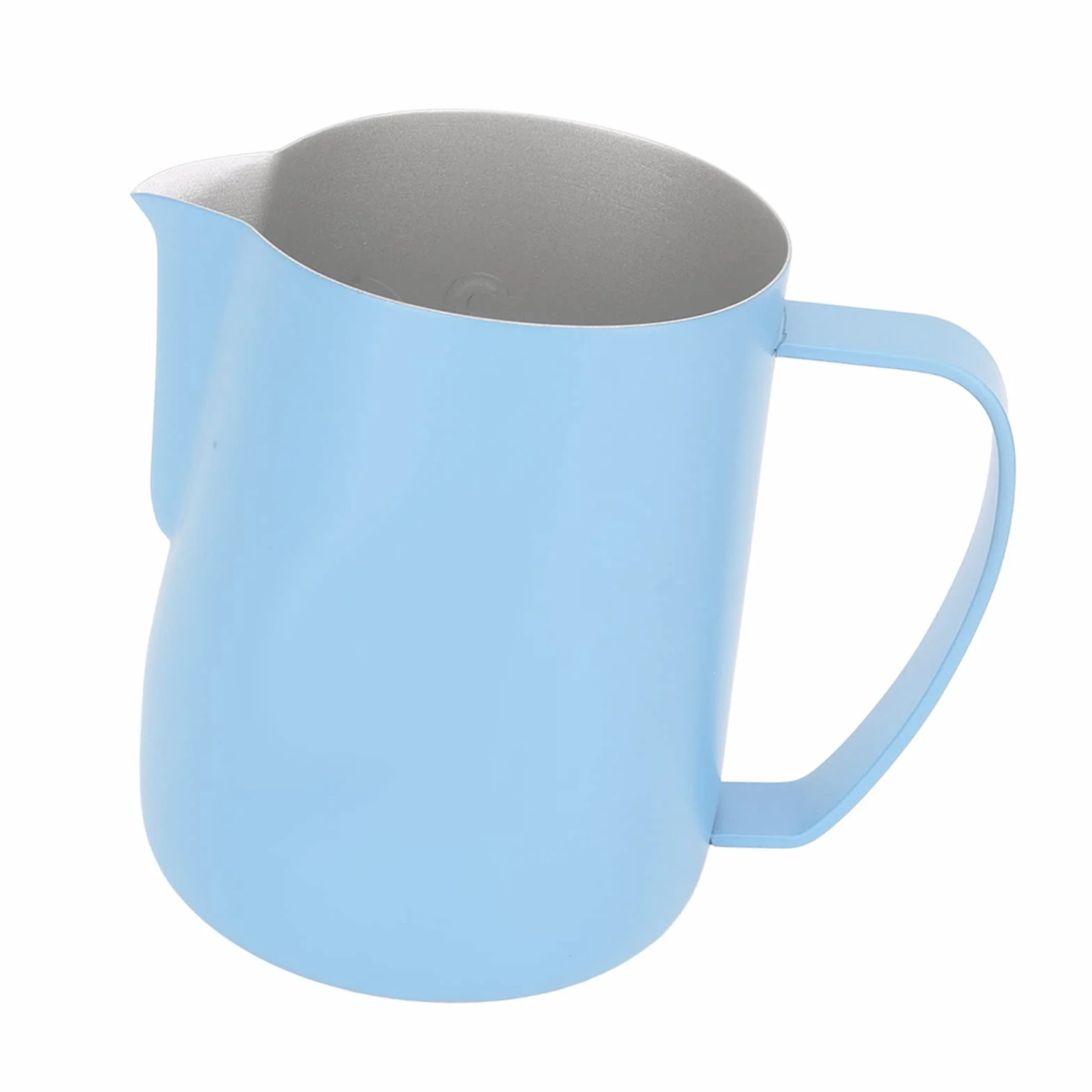 Kubek do Spieniania Mleka do Kawy, 600 Ml Dzbanek do Spieniania Mleka Dzbanek do Gotowania na Parze ze Stali Nierdzewnej Przenośny Parowiec Dzbanki do Spieniania Wygodny Uchwyt (Jasny niebieski)