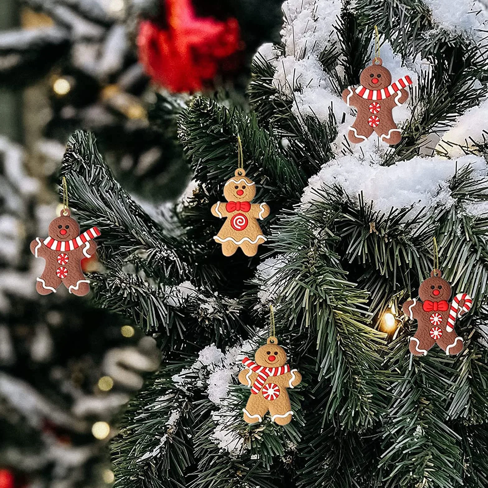 Vecibel Ozdoby choinkowe, 12 sztuk, piernikowy ludzik, tradycyjny imbir mężczyzna, zawieszki bożonarodzeniowe na choinkę, wiszące ozdoby choinkowe do domu, na Boże Narodzenie, imprezę, dekoracja