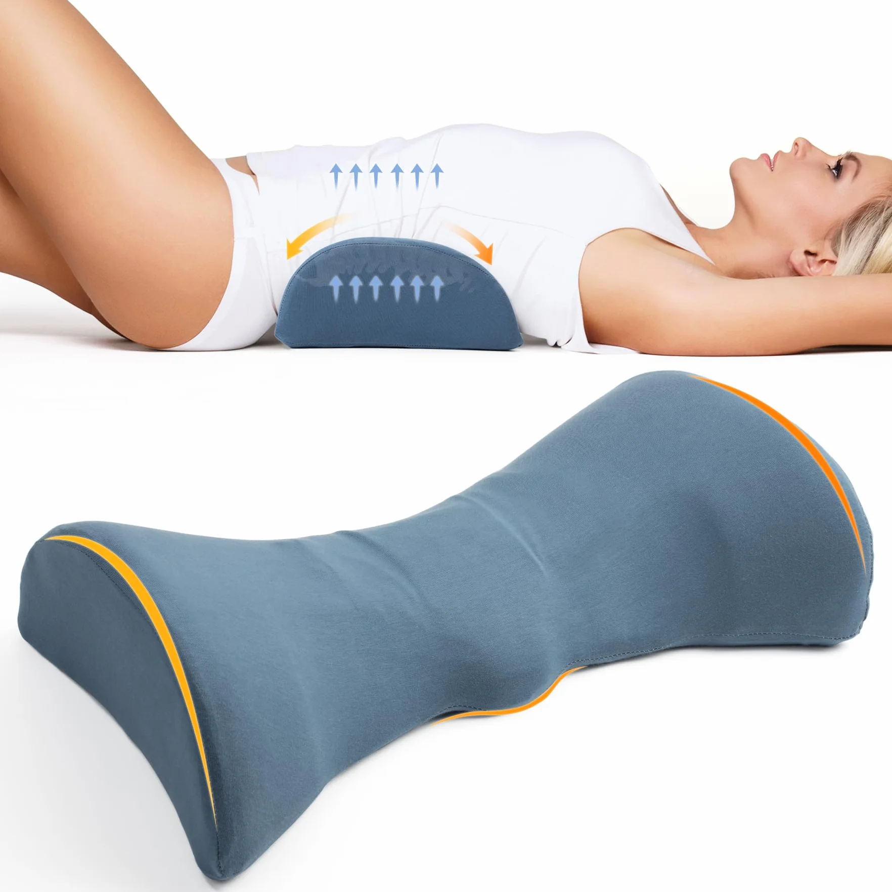 Cozyhealth Poduszka podtrzymująca lędźwie do spania, pianka pamięciowa, poduszka podtrzymująca lędźwie, łagodzi ból dolnej części pleców, podparcie pleców, podparcie talii, dla osób śpiących na