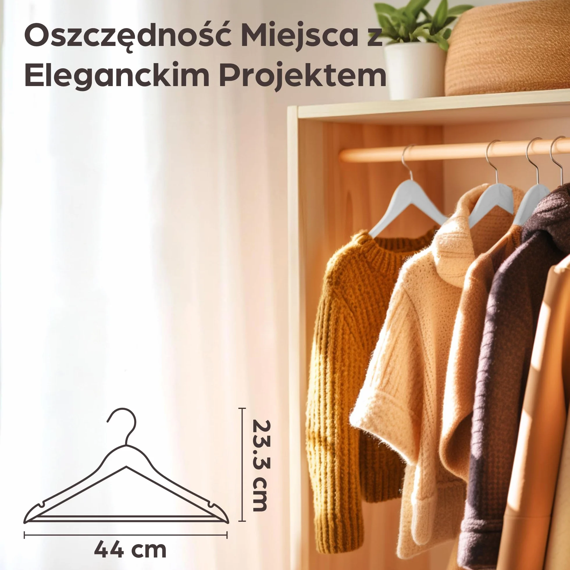 Praknu Drewniane Wieszaki na Ubrania Białe - Zestaw 20 Sztuk - Wieszaki z Drewna FSC® - 360° Obrotowych Haczyków - Z Nacięcia