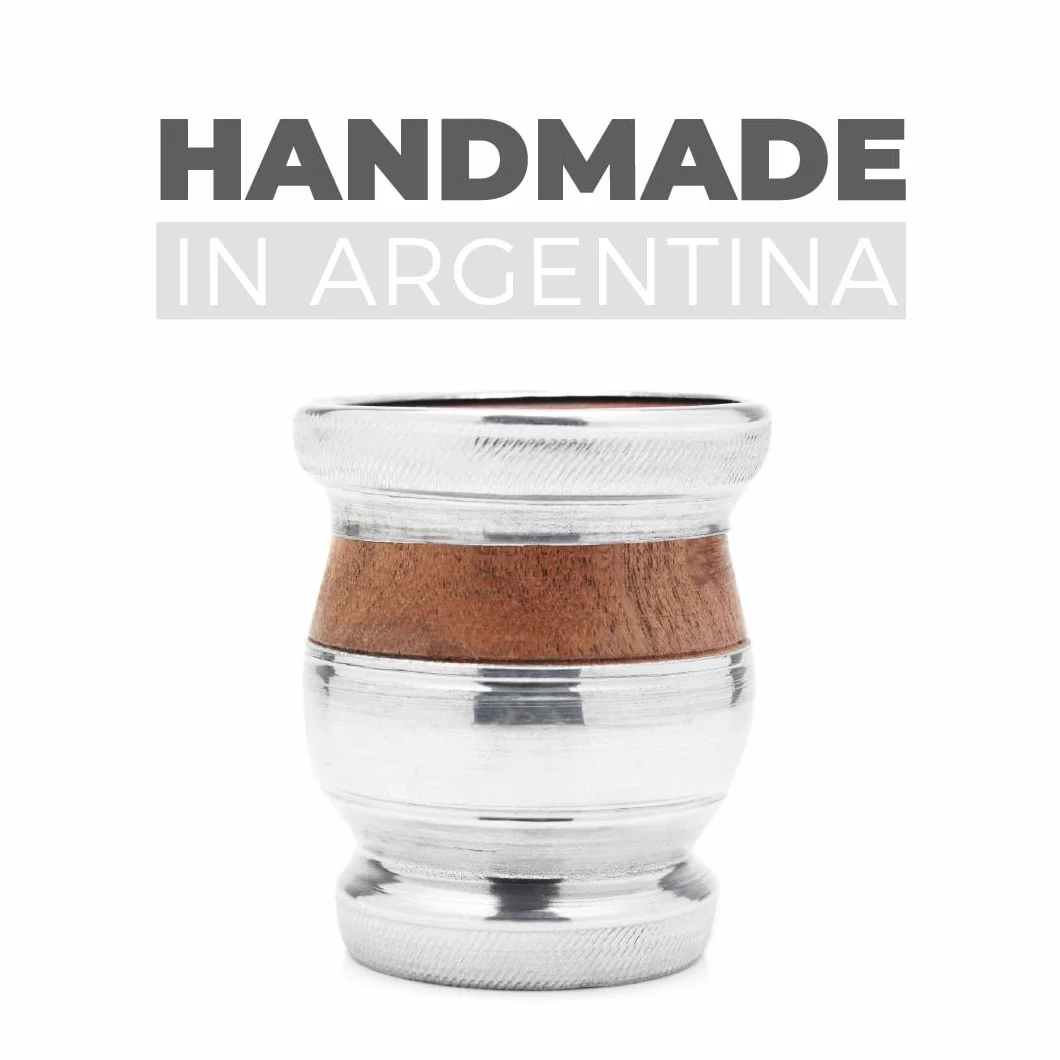 BALIBETOV Yerba Mate zestaw tykwy drewnianej – tradycyjny chleb świętojański i aluminiowy (kubek mate) z bombillą (słomka Yerba Mate) (drewno z aluminiową podstawą) (drewno karobowe z aluminiową