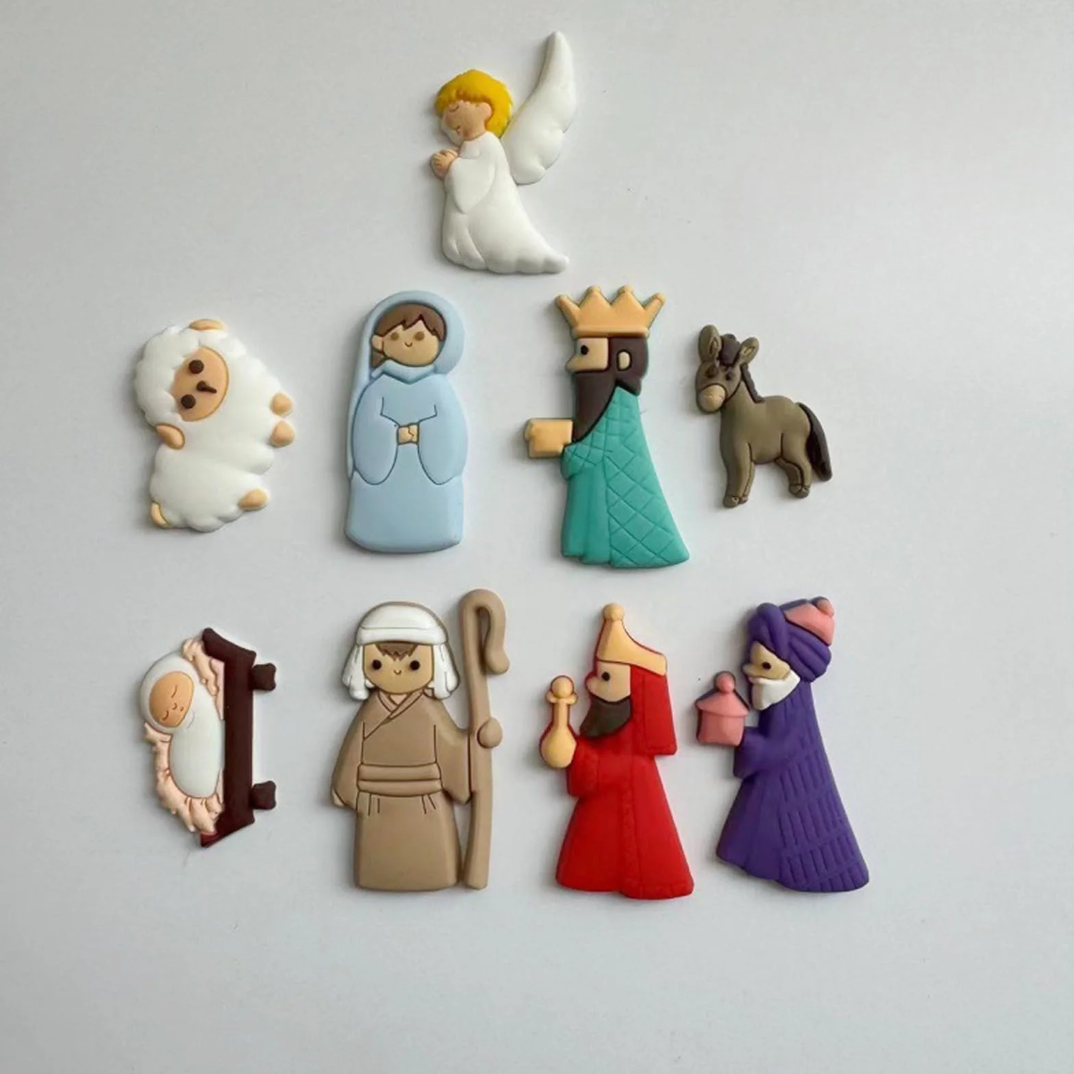 Łatki do szopki bożonarodzeniowej z PVC, miniaturowe figurki, ozdoby świąteczne, zawieszki, zestaw 9 sztuk