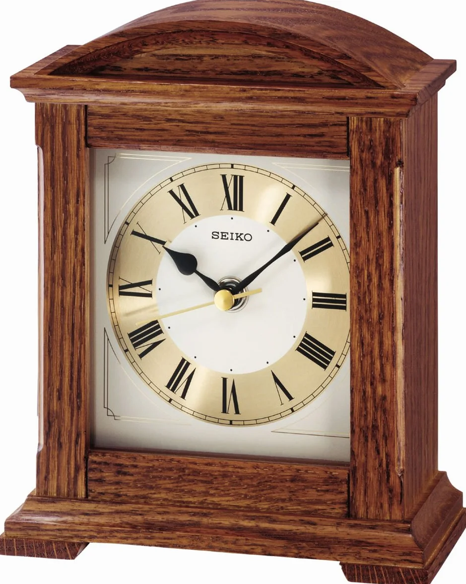 Seiko Zegar stołowy brązowy drewno (dąb) sekundnik pełzający QXG123B, brązowy, nowoczesny