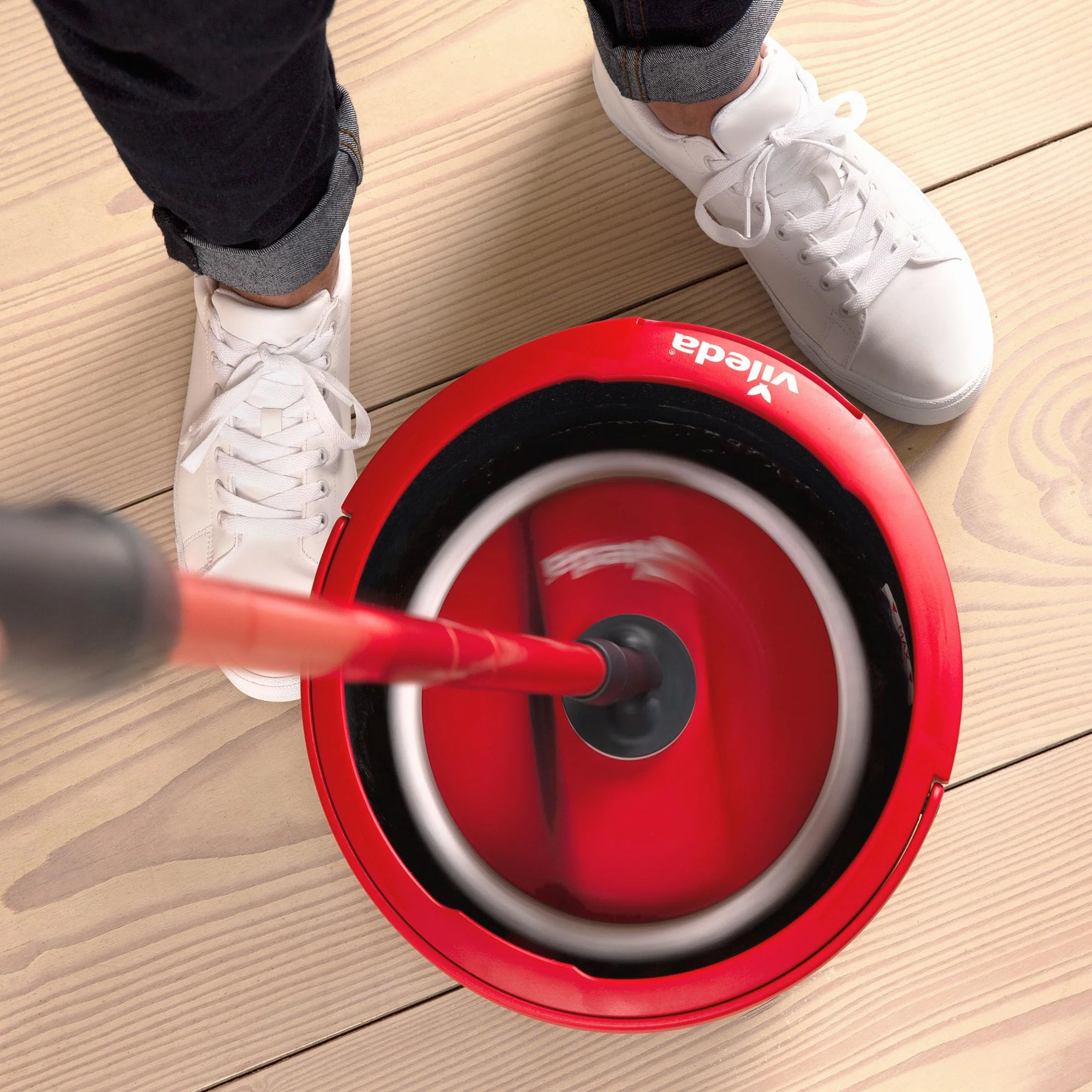 Vileda Spin & Clean Zestaw Mop i Wiadro 10 l Czarny Czerwony