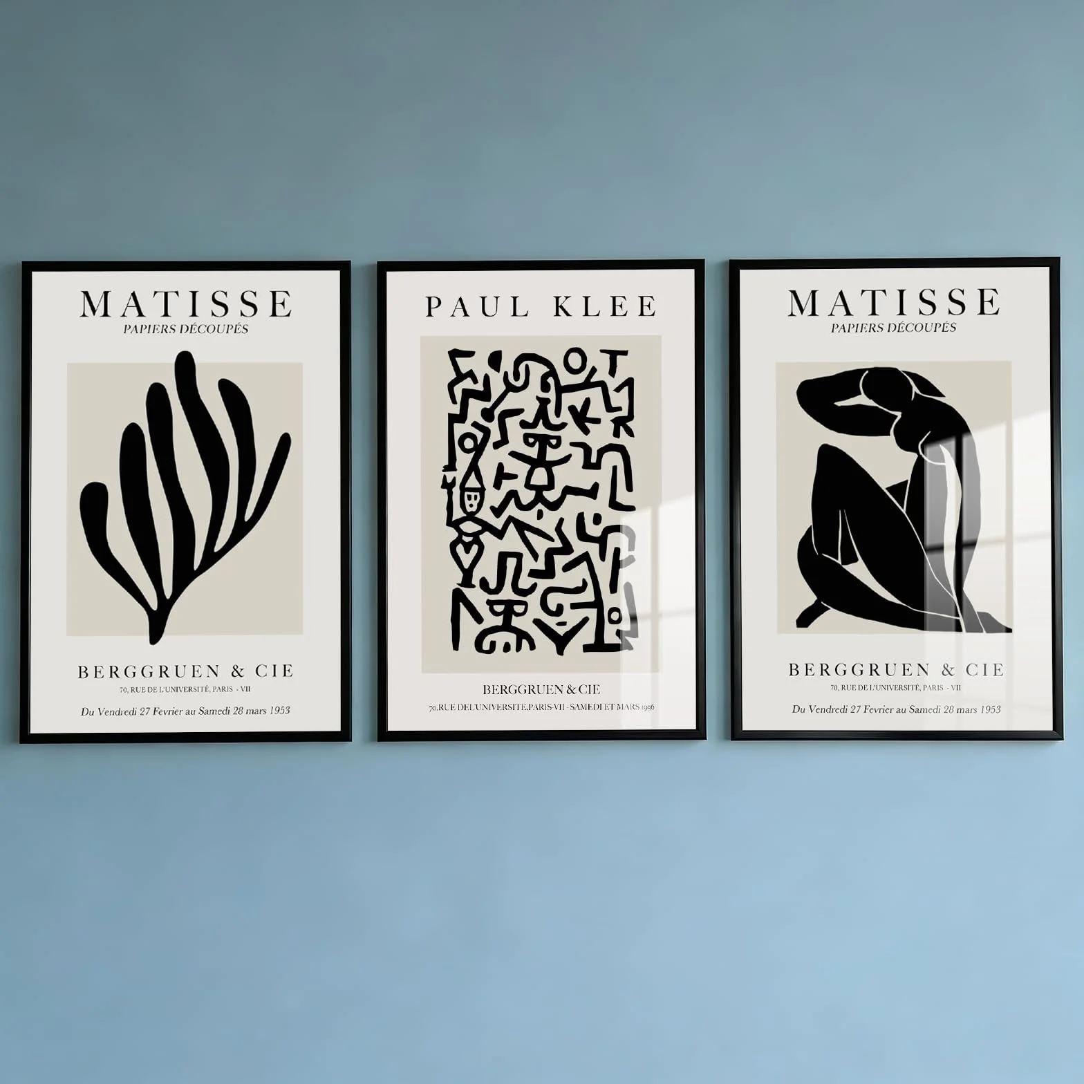 Zestaw 3 plakatów Matisse vintage na płótnie 50x70 cm beżowe dekoracja ścienna