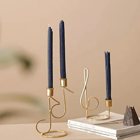Świecznik Iron Art Nuty Muzyka Świecznik zapachowy Ozdoby Romantyczny ślub Kolacja przy świecach Nowoczesna Canlder (Color : 1 top golden)