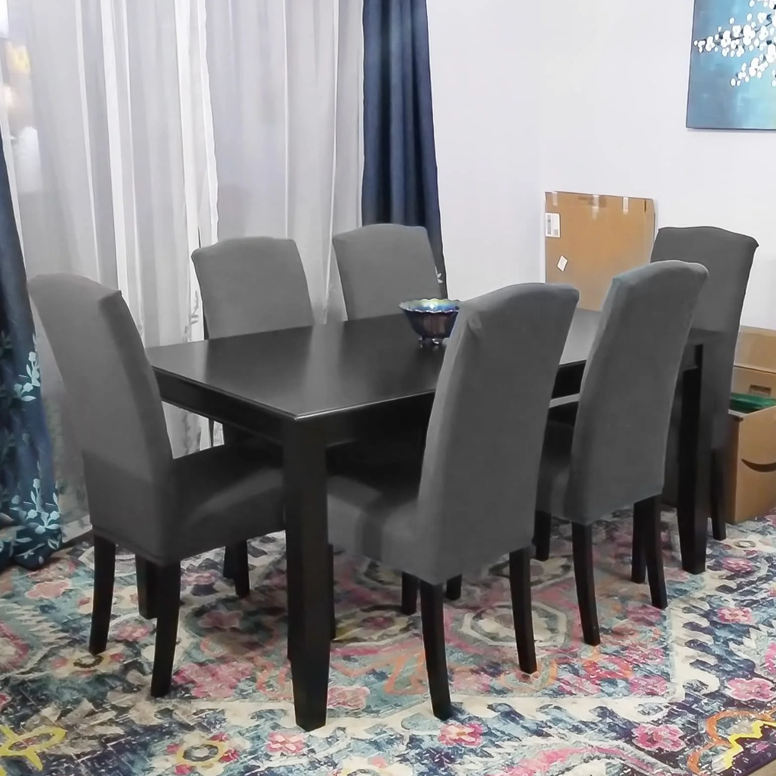 Zestaw 6 pokrowców elastycznych ze spandexu, zdejmowanych i do prania, do jadalni, restauracji i weselu (ciemnoszare)