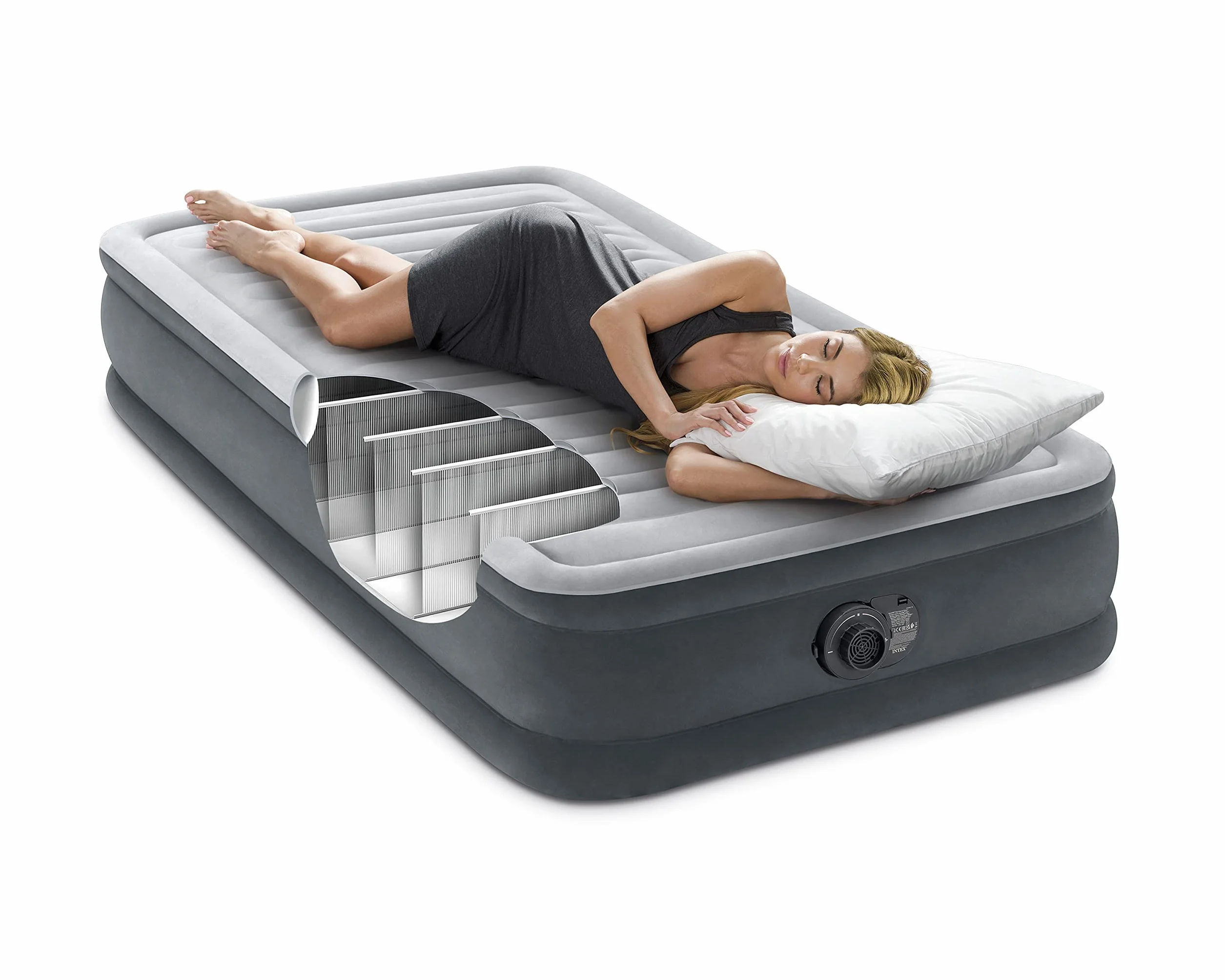 Intex Materasso Dura-Beam Comfort Plush Singolo con Pompa Elettrica Incorporata 99x191x33 cm