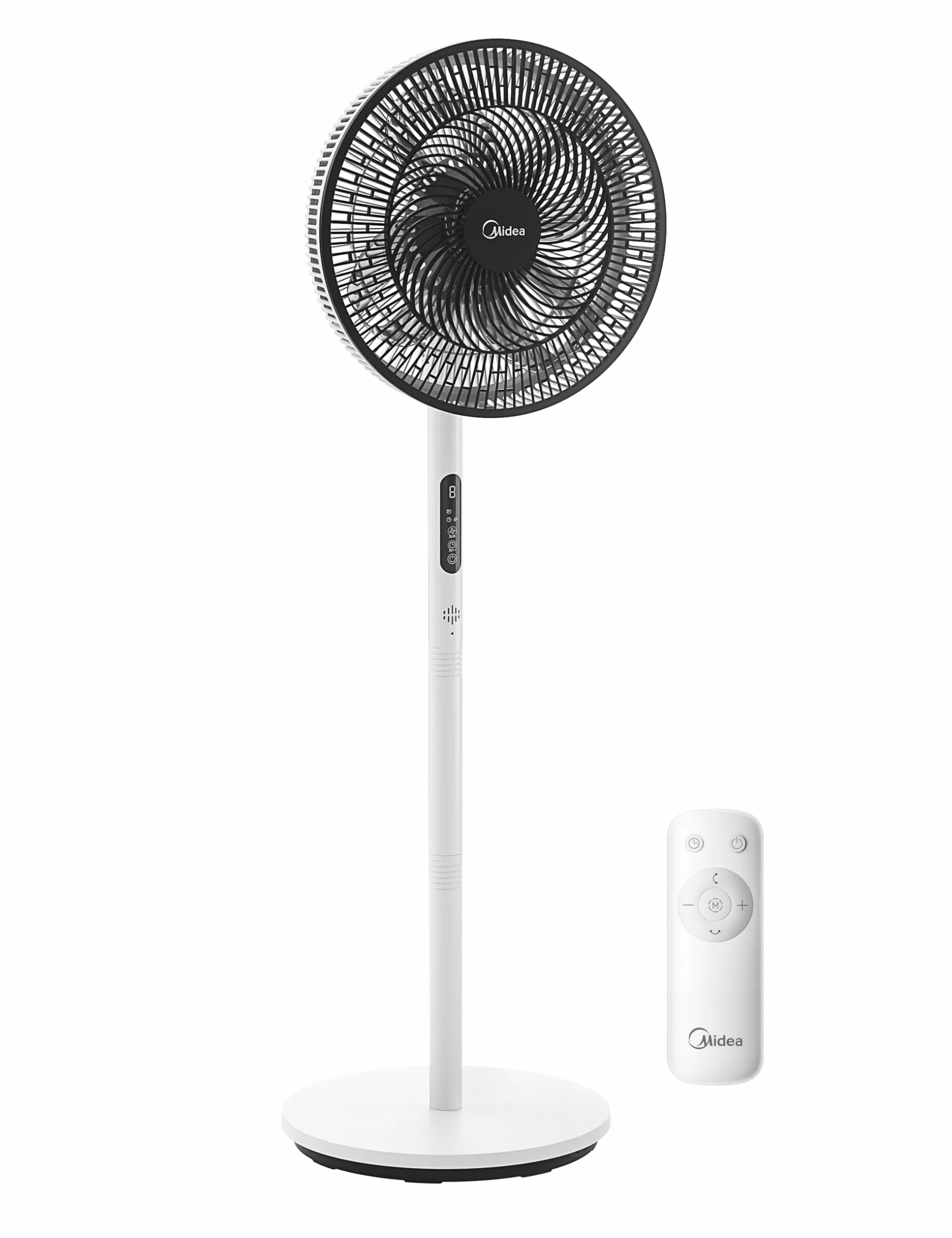 Midea FS35-26XRDSE(BW) Silnik prądu stałego, 8 łopatek, 9 poziomów prędkości, oscylacja 85°, 9-godzinny timer, regulacja wysokości