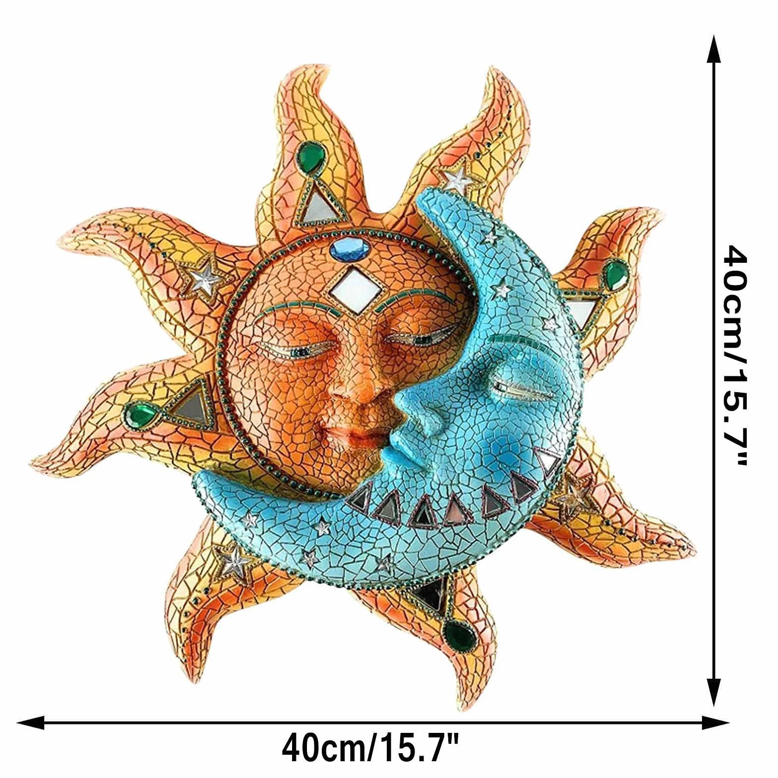 Metalowa dekoracja ścienna Sun Moon 40x40cm rzeźba ścienna Słońce i księżyc