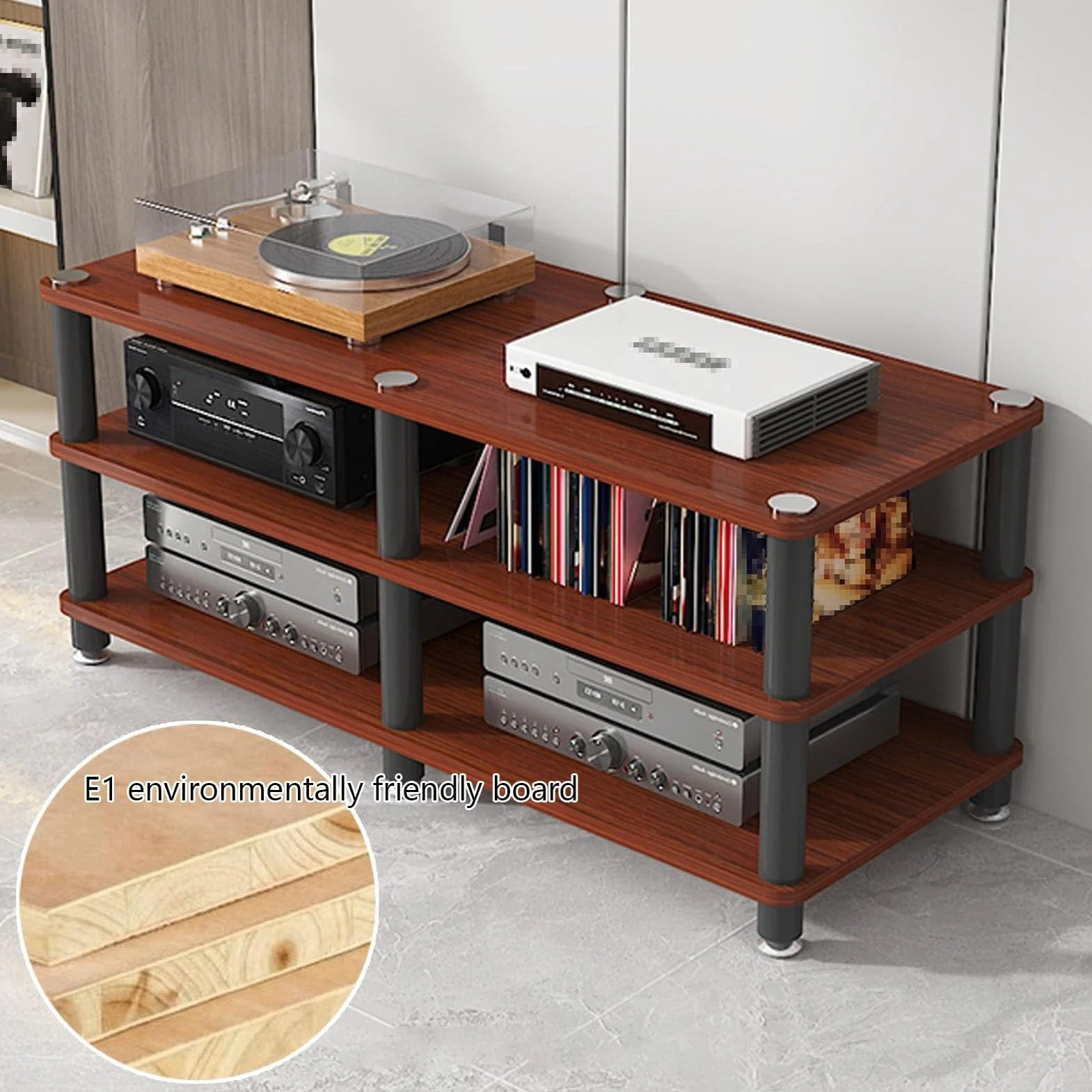 Szafka HiFi o, narożny stojak na koncerty, otwarta półka, stojak na wzmacniacz (naturalny, 1 poziom, 5 cm/4,8 cm) - idealny do kina domowego i systemów dźwiękowych
