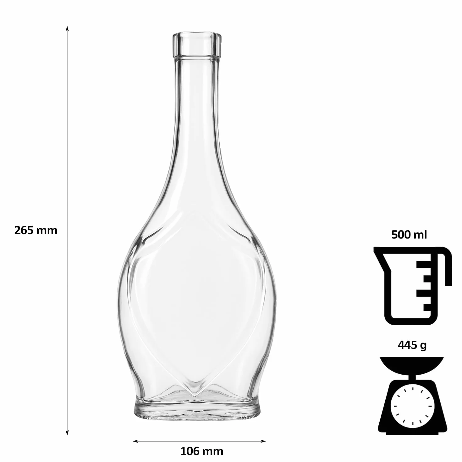 Szklane butelki 500 ml – butelki na wino puste 5 sztuk – szklana butelka z korkiem – butelka szklana Icona – butelki do napełniania