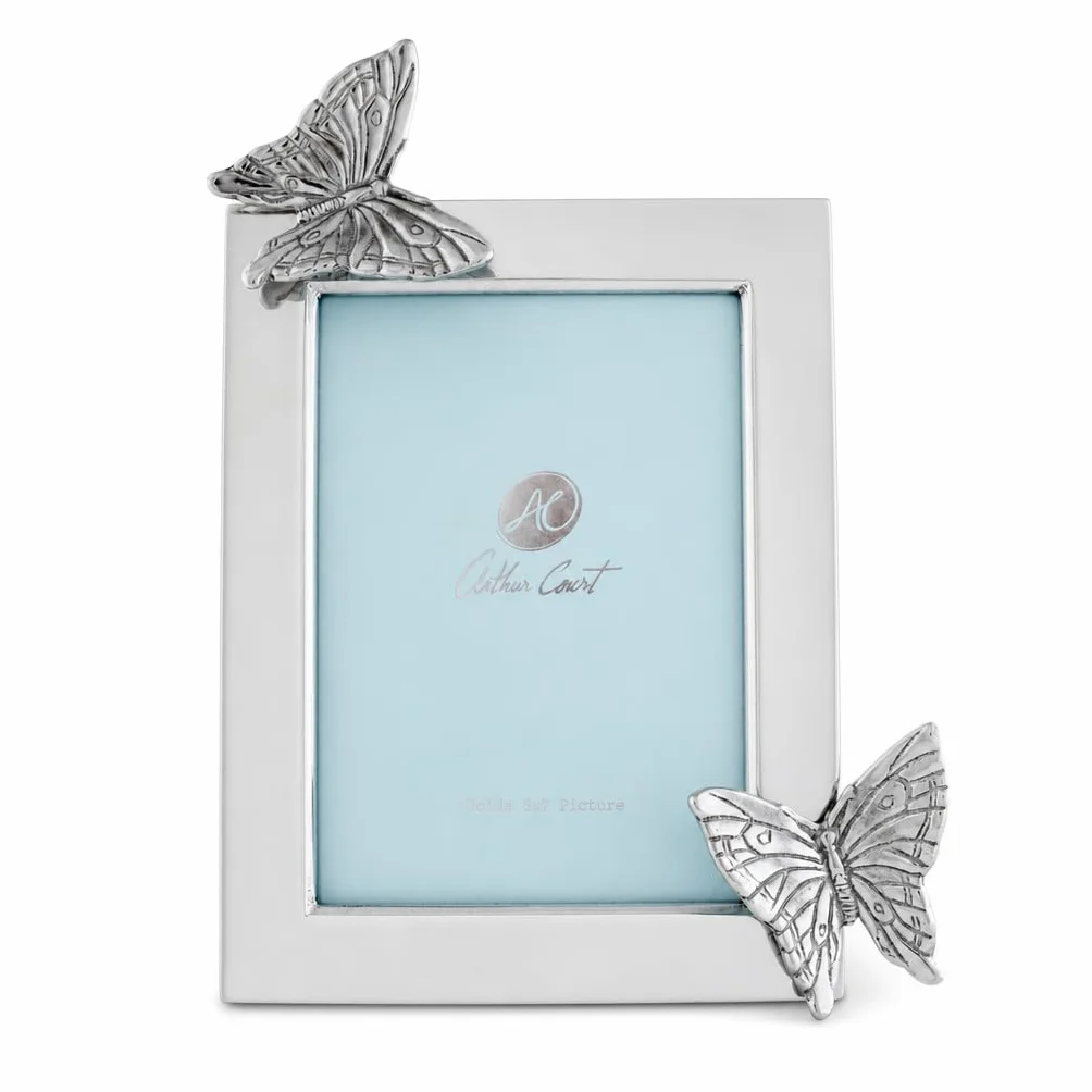 Arthur Court Designs aluminiowa ramka na zdjęcia 5 x 7 motyl ogrodowa metalowa ramka na biurko / ścienna