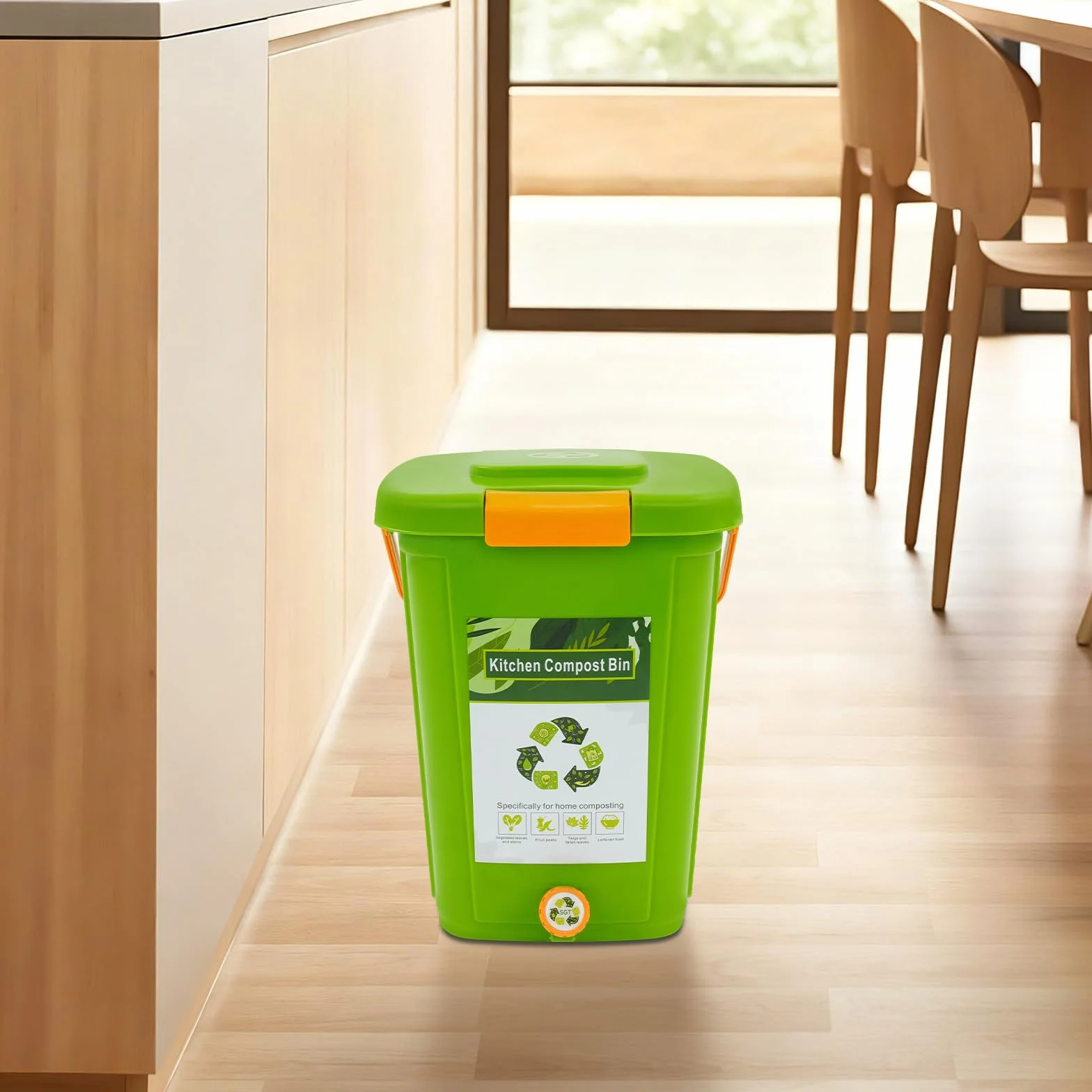 Ekologiczne wiadro 20 l – kosz na odpady organiczne, kuchnia z podwójną pokrywką, płyta filtrująca, kran odpływowy i zamknięcie zapachowe, duży kosz na odpady organiczne, kompost, wiadro ekologiczne