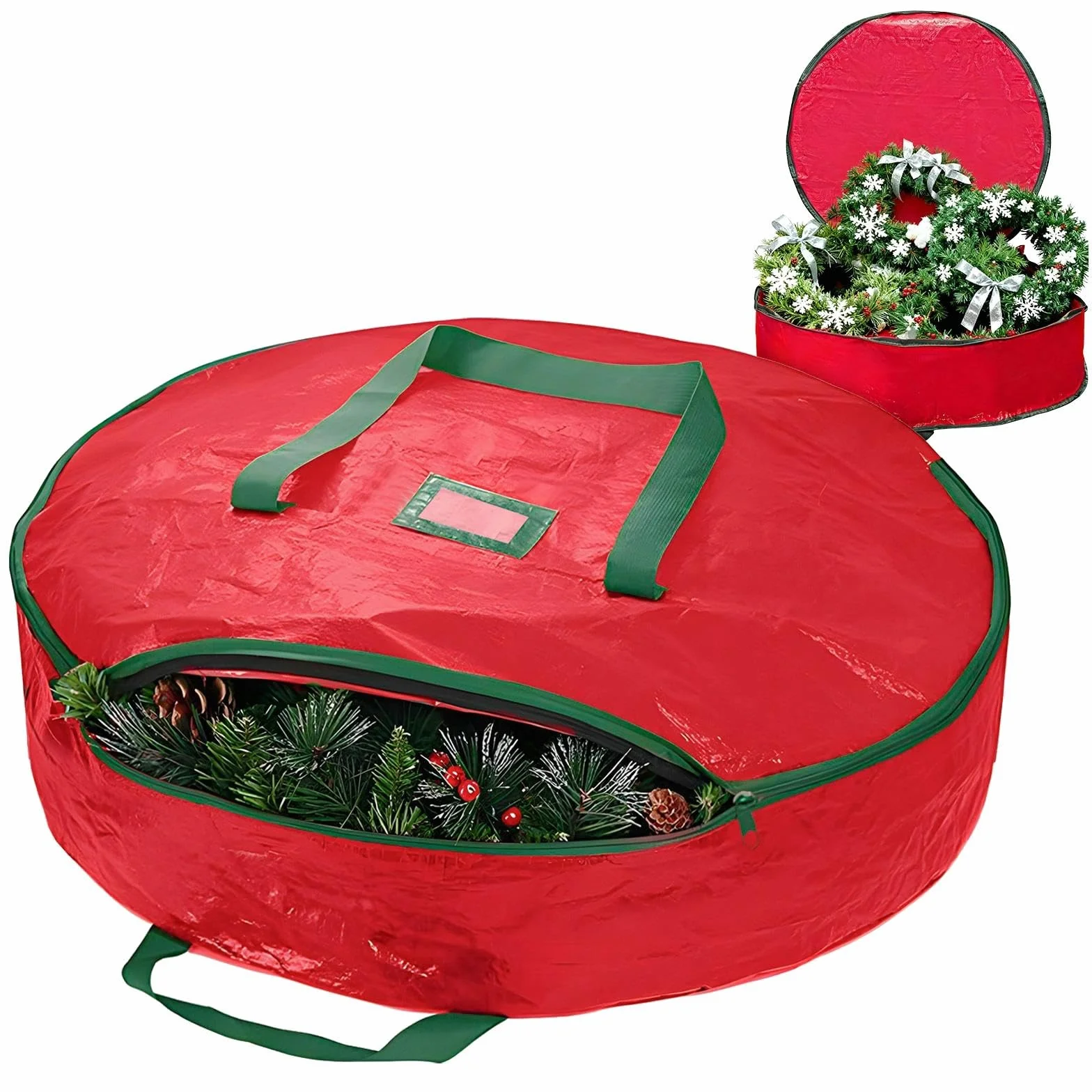 Torba na wieniec bożonarodzeniowy, torba do przechowywania girland, świąteczne wieńce na wieniec adwentowy, ozdoby świąteczne (czerwone cale-76 cm)