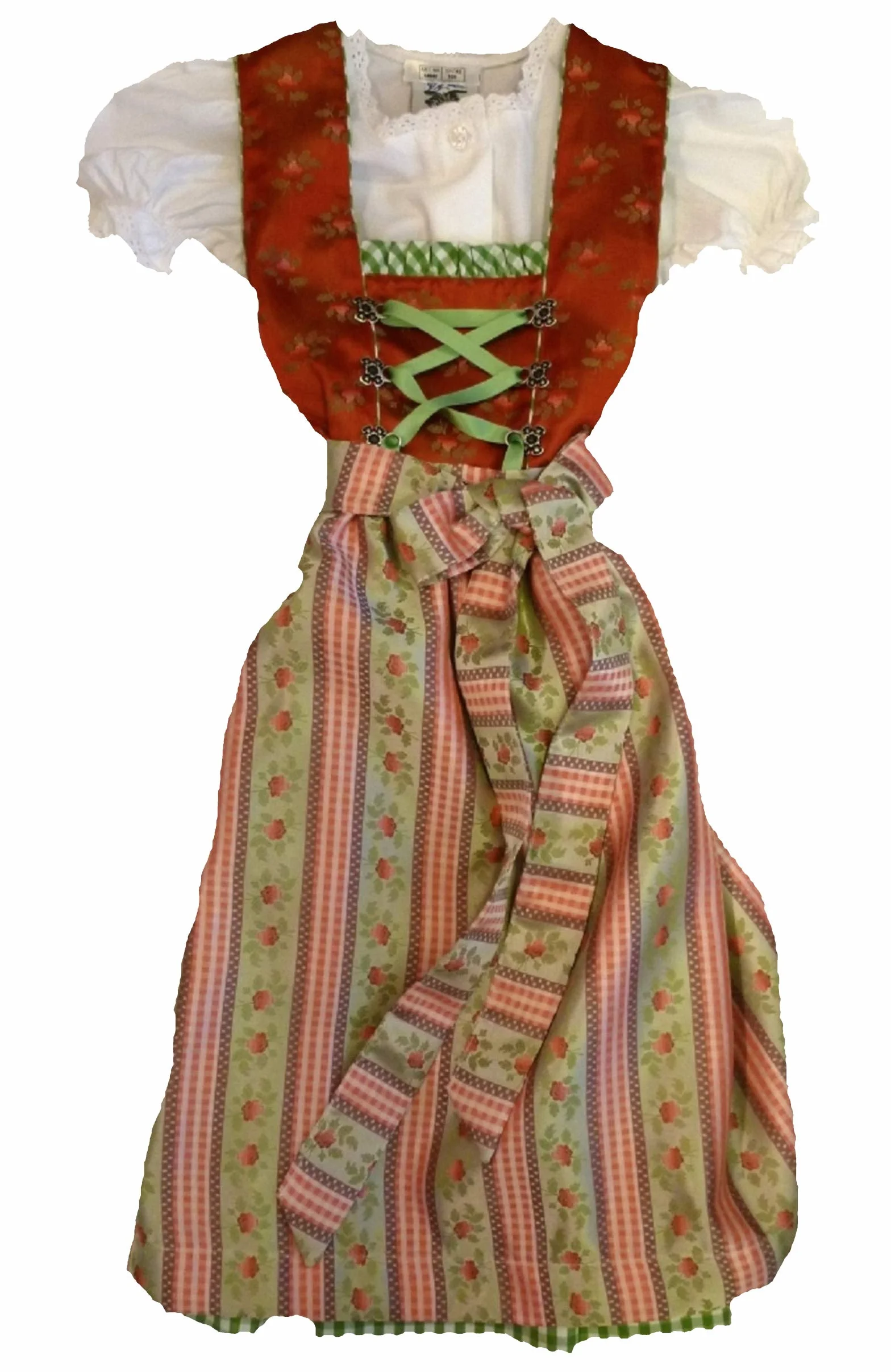 Świąteczny dziecięcy dirndl z bluzką i fartuchem do stroju ludowego rozm., czerwony, 92 cm