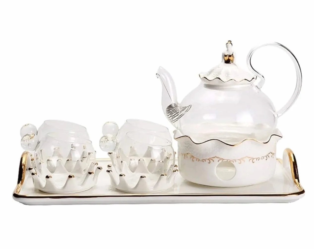 Serwis Do Kawy Na Przyjęcie Zestaw Herbaty Czajniczek Owocowy Z Podgrzewacz Do Świec Filiżanka Spodki Taca Europejska Popołudniowa Herbata Porcelanowa Kwiatowa Filiżanek Domu Popołudniowa