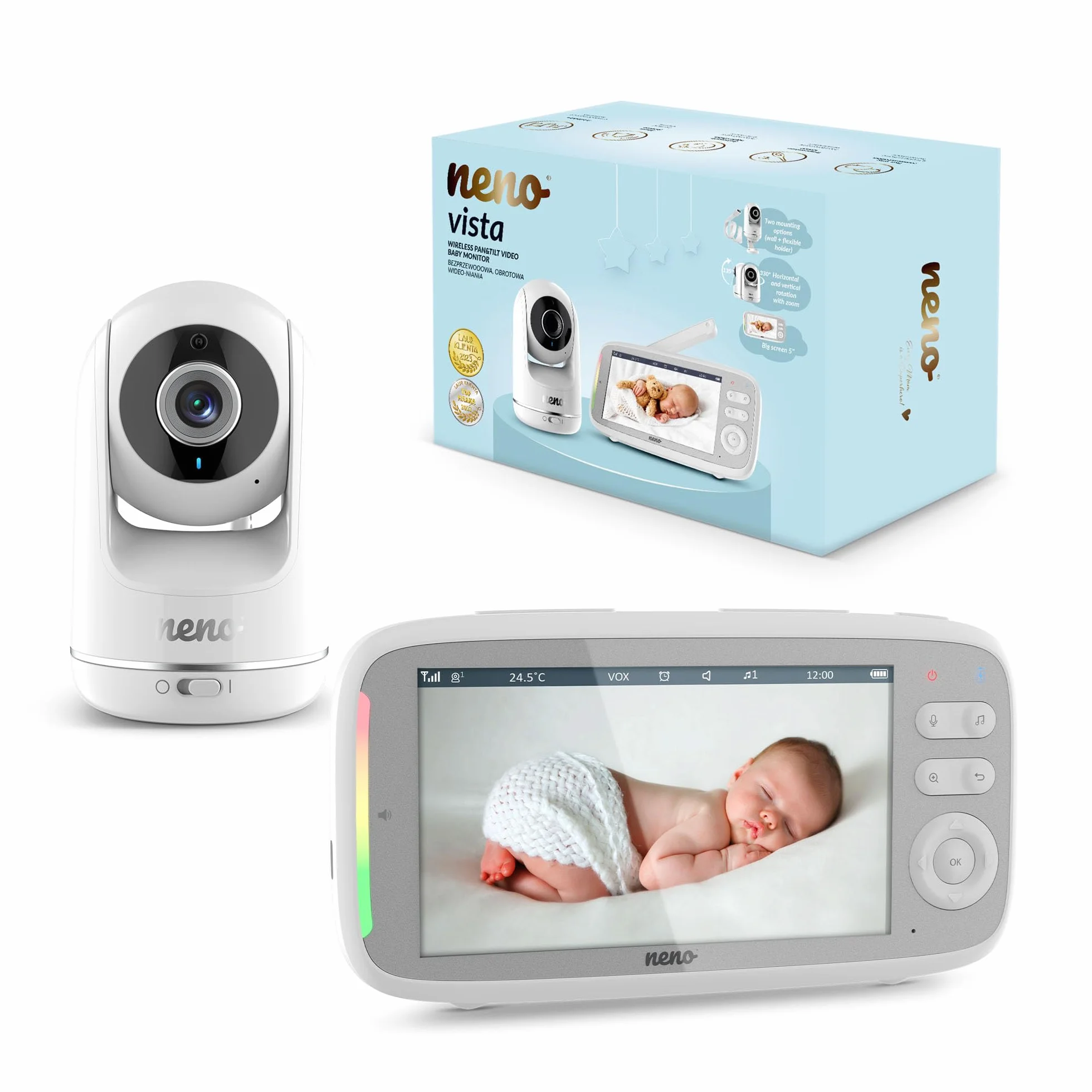 NENO® Vista WiFi Baby Monitor - Full HD - 5" LCD - Zasięg 50 m - Noktowizor