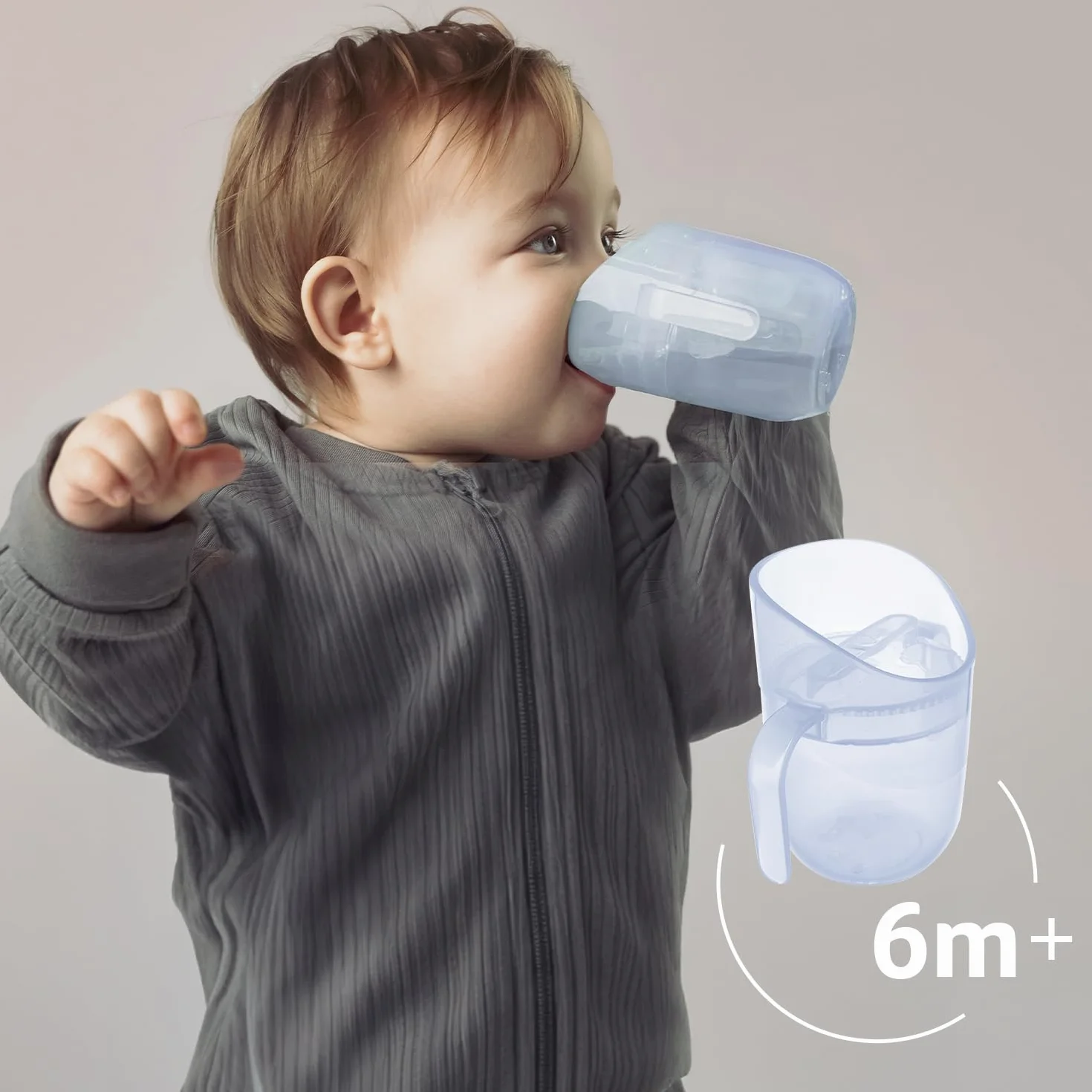 Kubek treningowy LOVI Genius 150 ml, Do nauki samodzielnego picia dla dzieci, Swobodne picie jak ze szklanki, Kontrola ilości płynu, Dopasowany do rozwoju dziecka (Ultramarine)