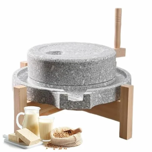 Naturalny granit ręczny młynek do mielenia przypraw, orzechów, kawy, pszenicy, kompaktowy drewniany młynek do świeżej mąki, domowej roboty, ręczna kruszarka do ziarna do pieczenia w kuchni