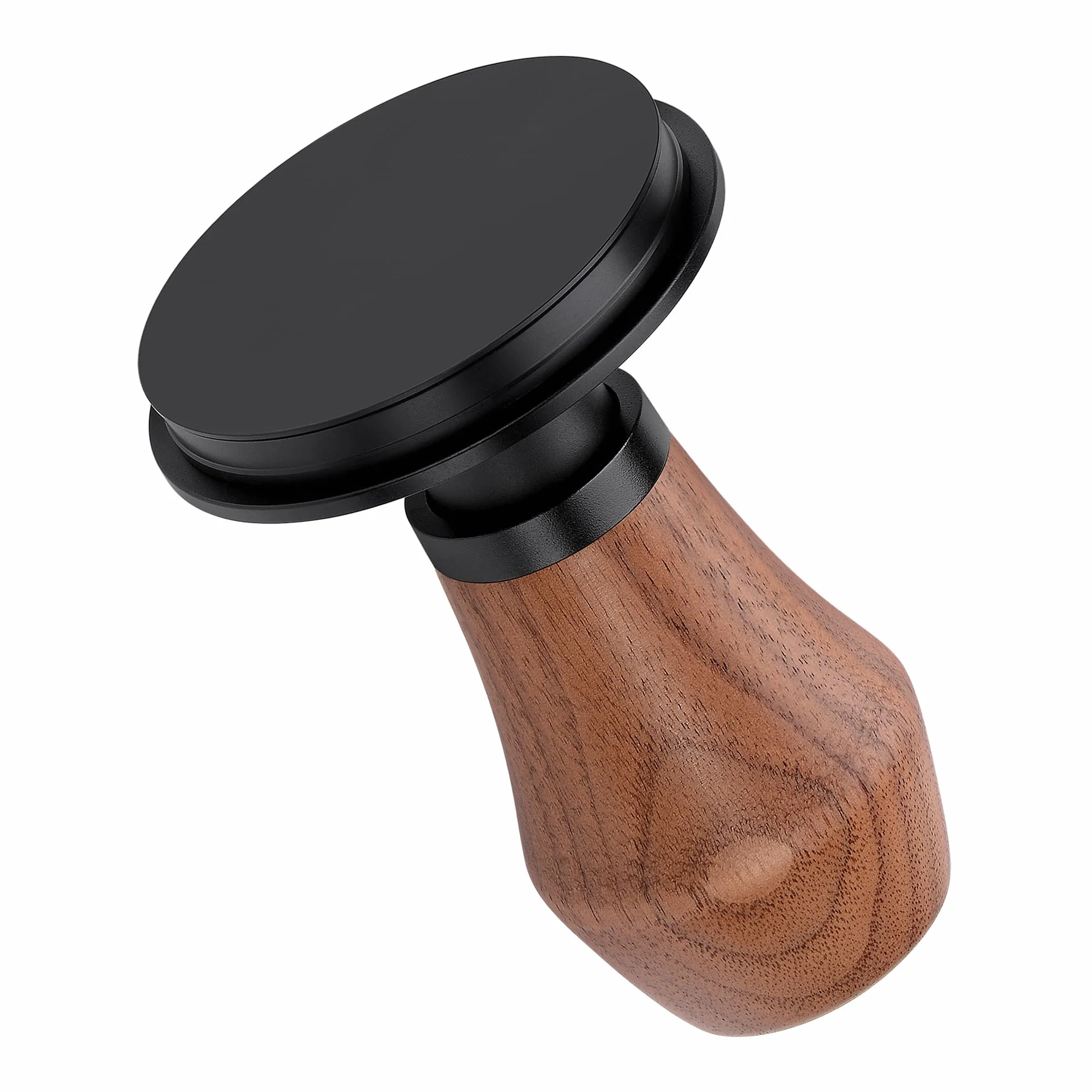 Normcore 58,5 mm tamper do kawy espresso V4, sprężynowy tamper z tytanową powłoką PVD płaska podstawa - 6,8 kg / 11,3 kg / 13,6 kg zapasowe sprężyny, oryginalny uchwyt z orzecha amerykańskiego