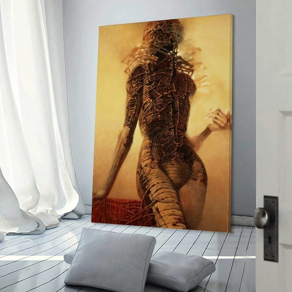 SDYYFF Obraz ścienny na płótnie 60 x 90 cm Senza Cornice Zdzislaw Beksinski Canvas Modern Family Bedroom Decor